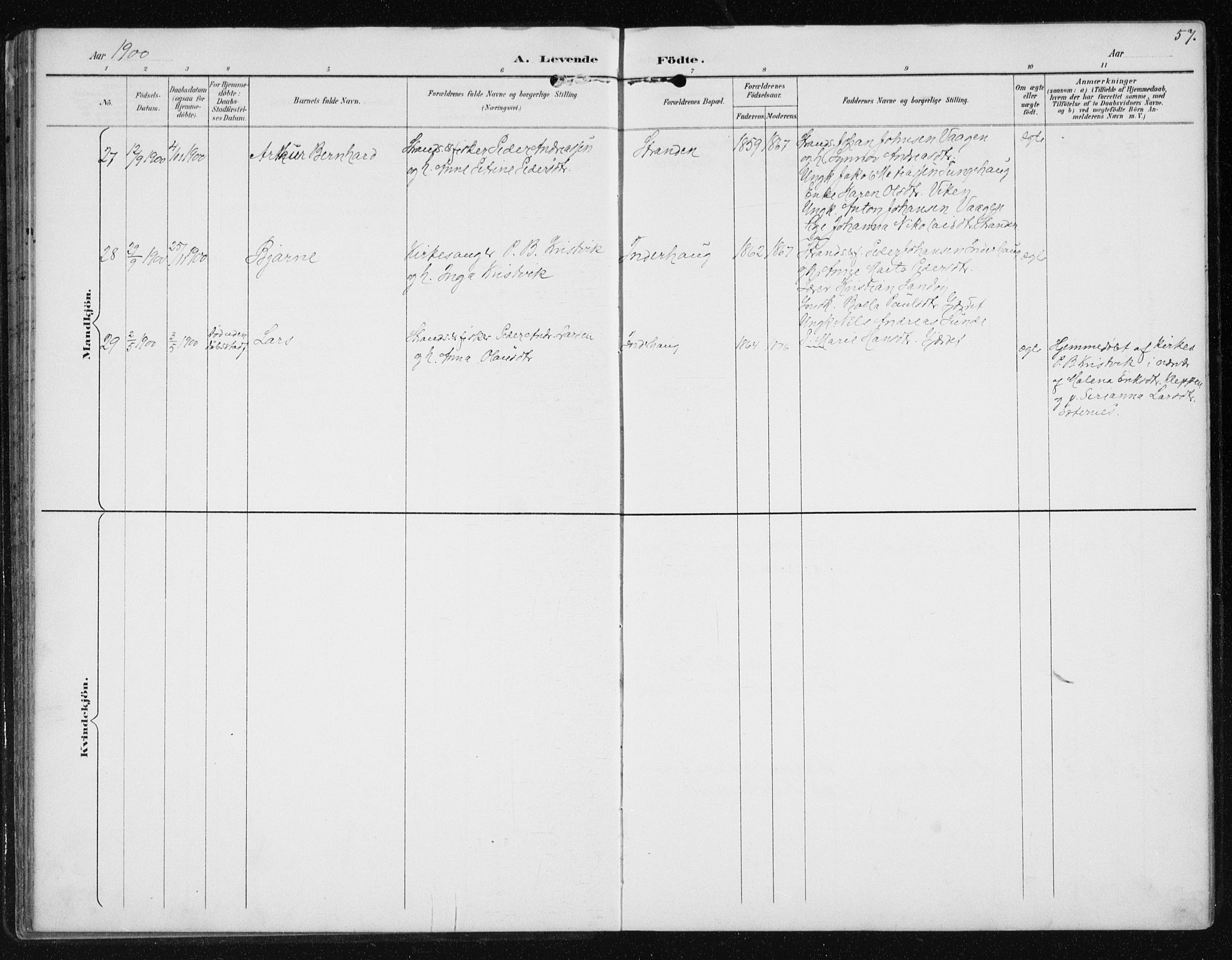 Ministerialprotokoller, klokkerbøker og fødselsregistre - Møre og Romsdal, AV/SAT-A-1454/566/L0773: Klokkerbok nr. 566C02, 1892-1909, s. 57