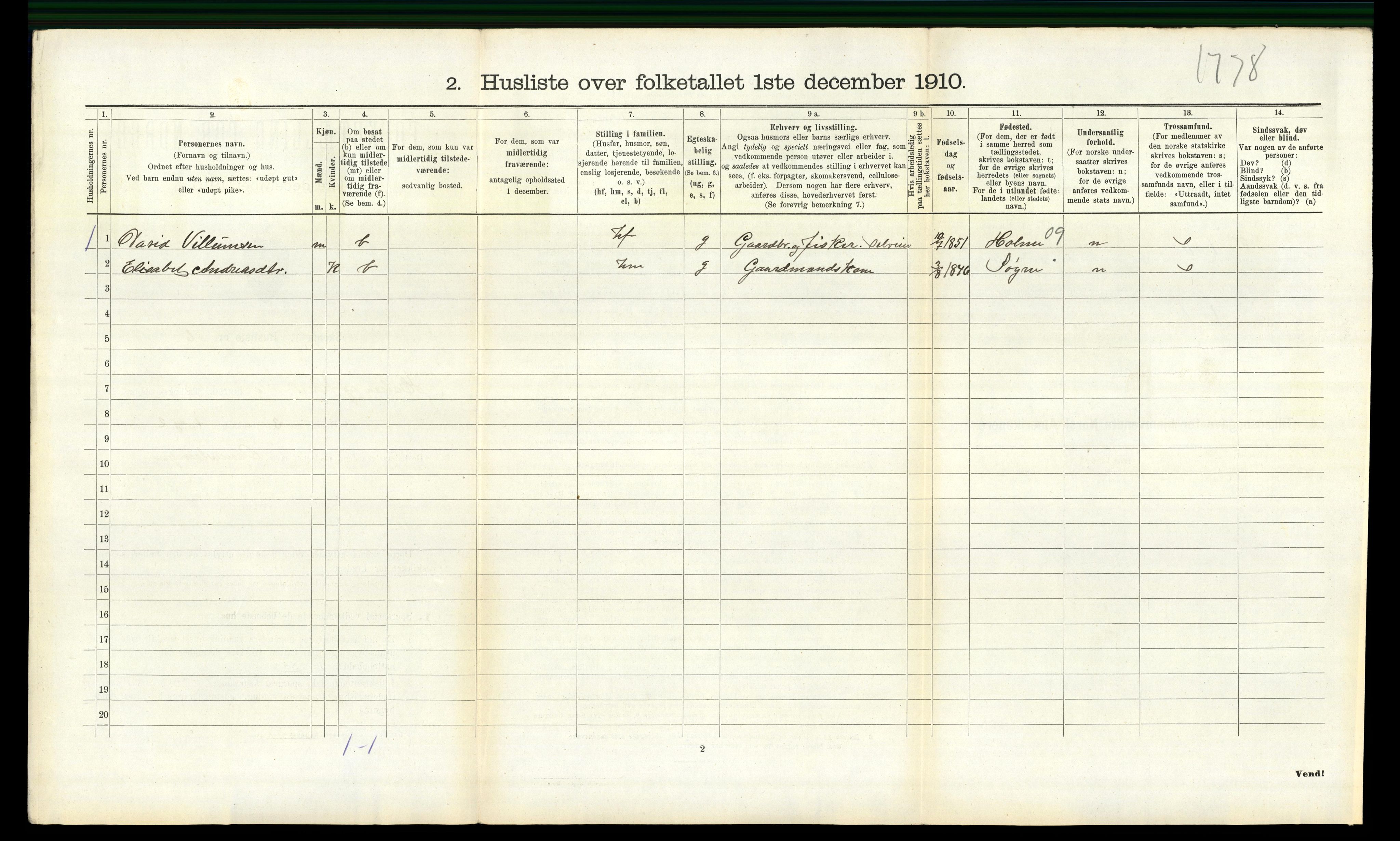 RA, Folketelling 1910 for 1019 Halse og Harkmark herred, 1910, s. 1267