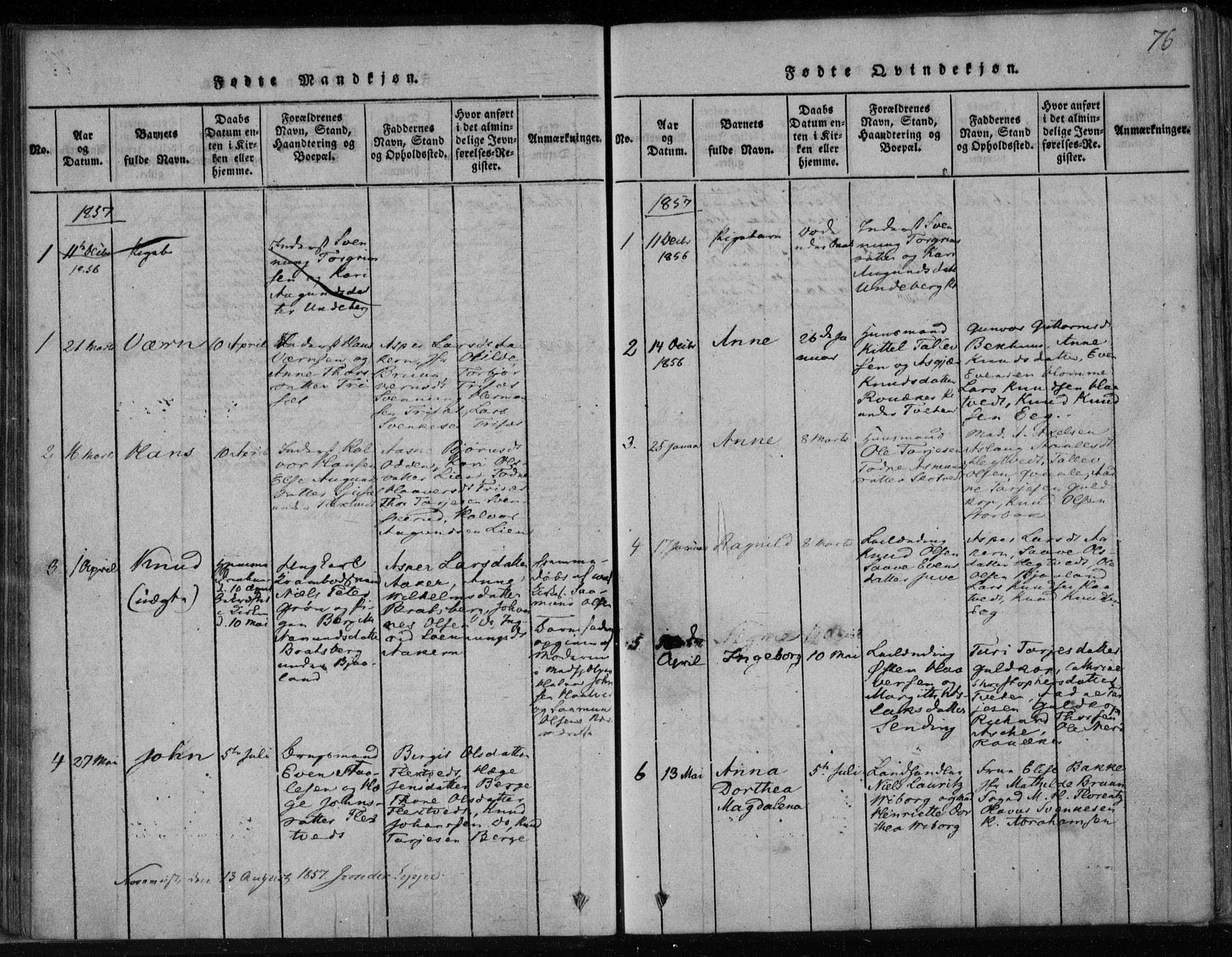Lårdal kirkebøker, SAKO/A-284/F/Fa/L0005: Ministerialbok nr. I 5, 1815-1860, s. 76
