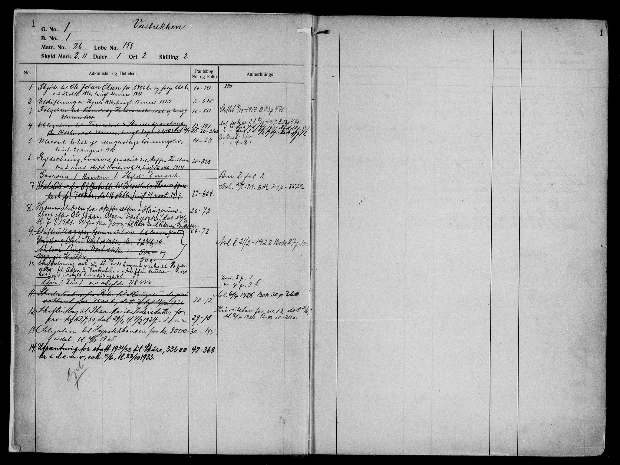 Karmsund sorenskriveri, AV/SAST-A-100311/01/II/IIA/L0018: Panteregister nr. II AC 18, 1911, s. 1
