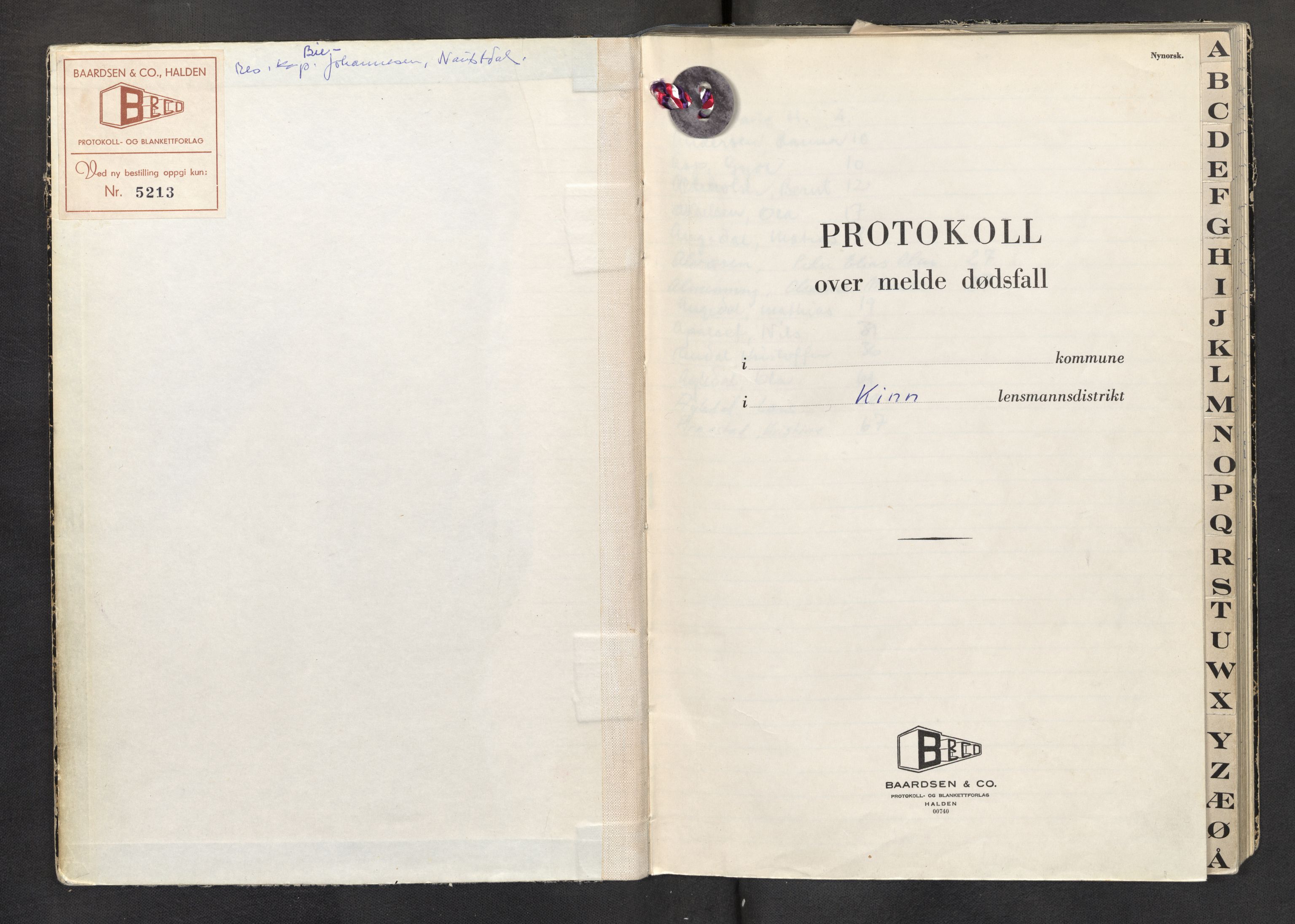 Lensmannen i Flora, SAB/A-27301/0006/L0001: Dødsfallprotokoll, 1962-1966