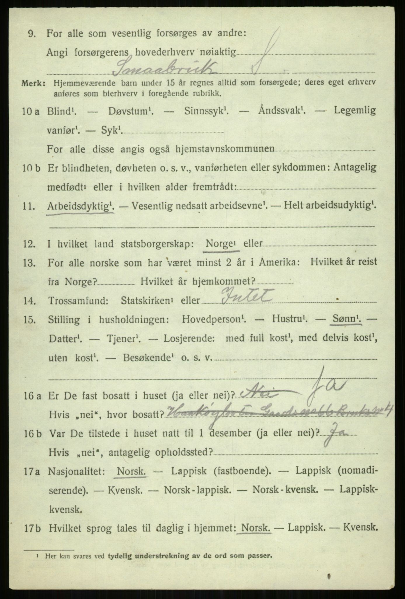 SATØ, Folketelling 1920 for 1934 Tromsøysund herred, 1920, s. 8905