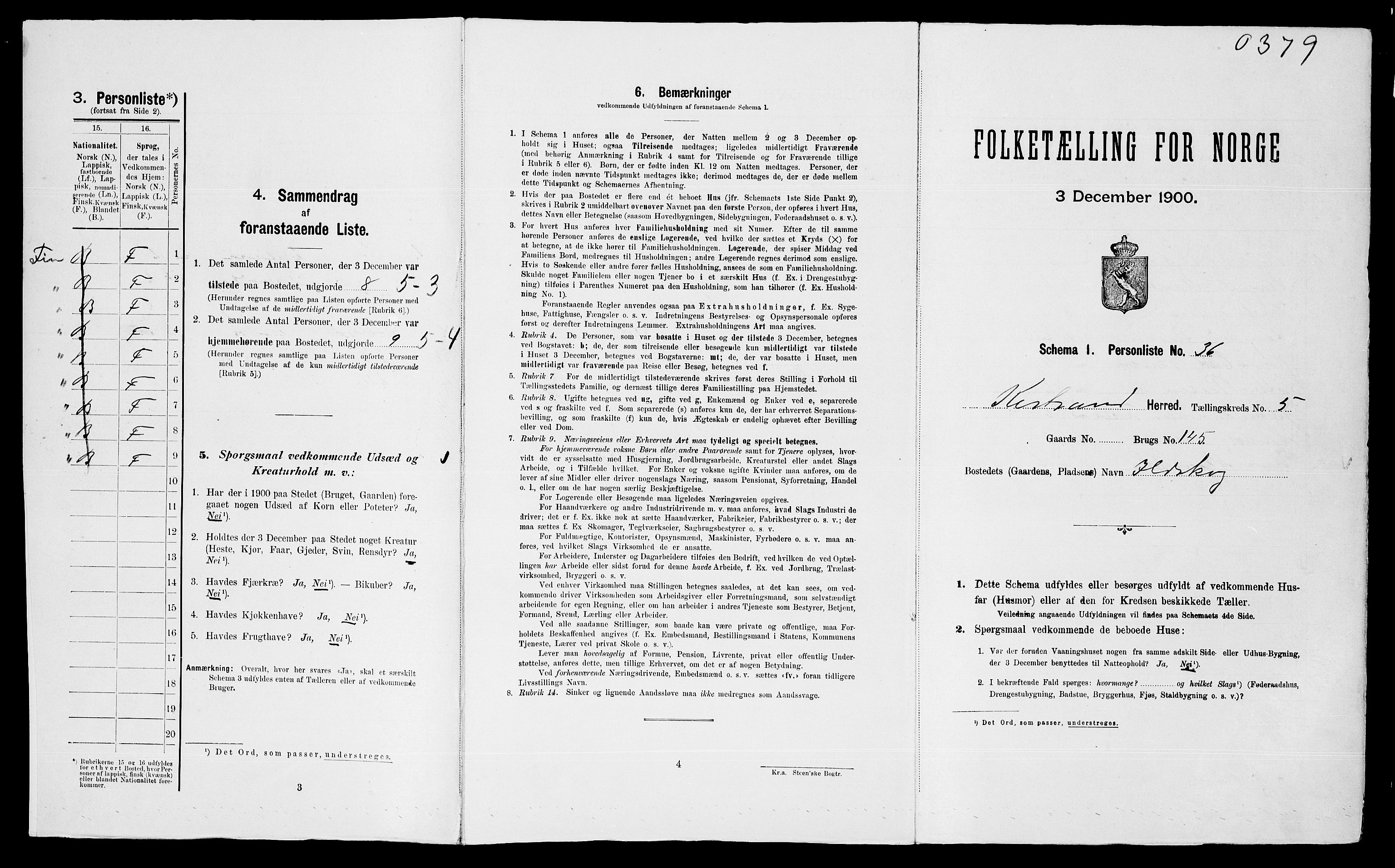 SATØ, Folketelling 1900 for 2020 Kistrand herred, 1900, s. 444