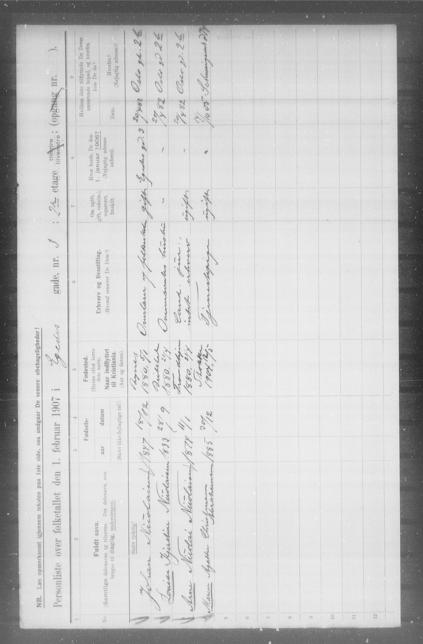 OBA, Kommunal folketelling 1.2.1907 for Kristiania kjøpstad, 1907, s. 9552