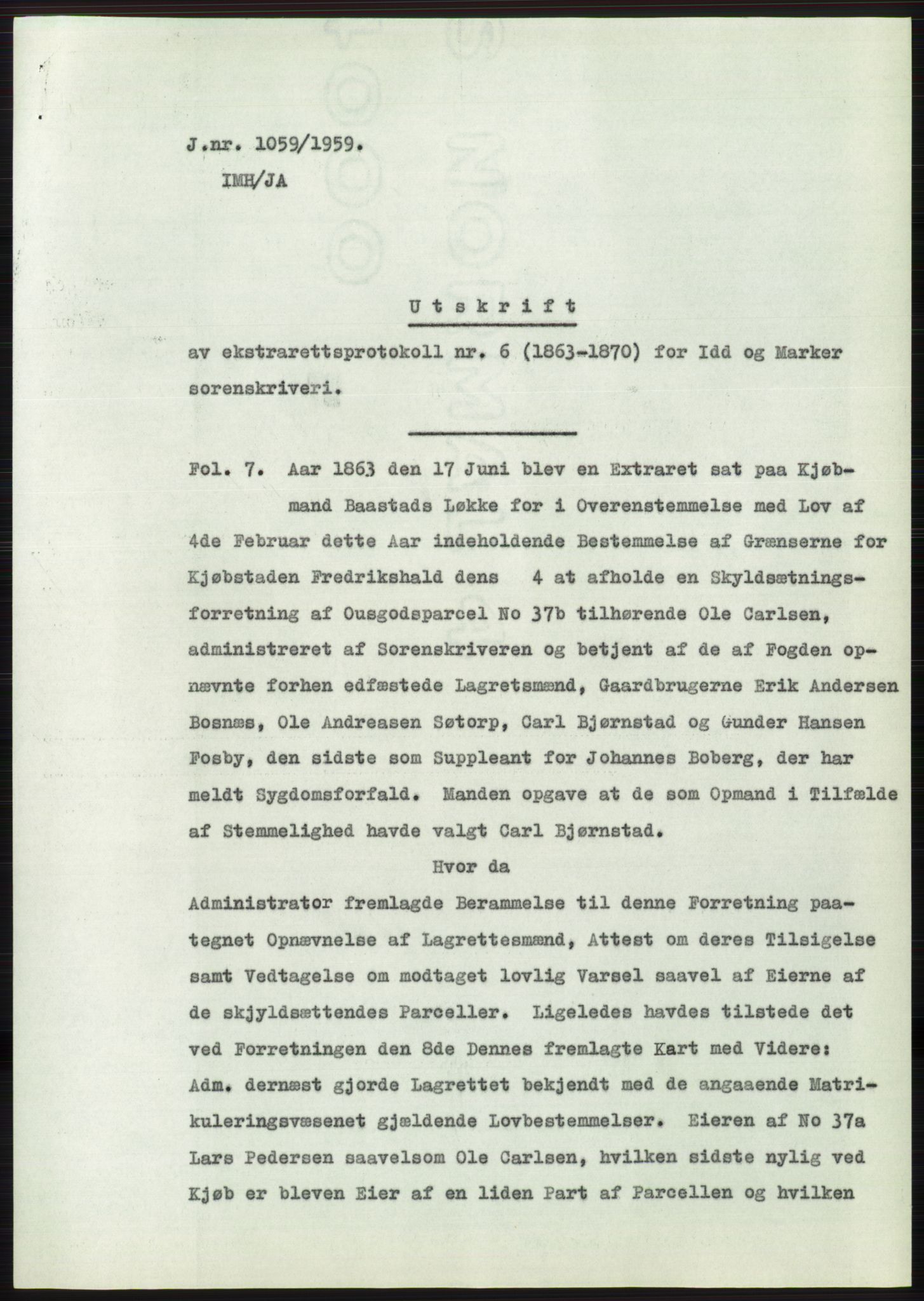 Statsarkivet i Oslo, SAO/A-10621/Z/Zd/L0010: Avskrifter, j.nr 753-1498/1959, 1959, s. 130