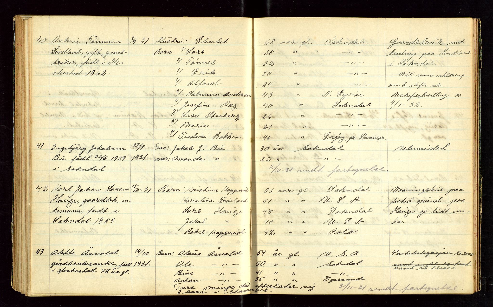 Sokndal lensmannskontor, AV/SAST-A-100417/Gga/L0002: "Dødsliste", 1924-1933
