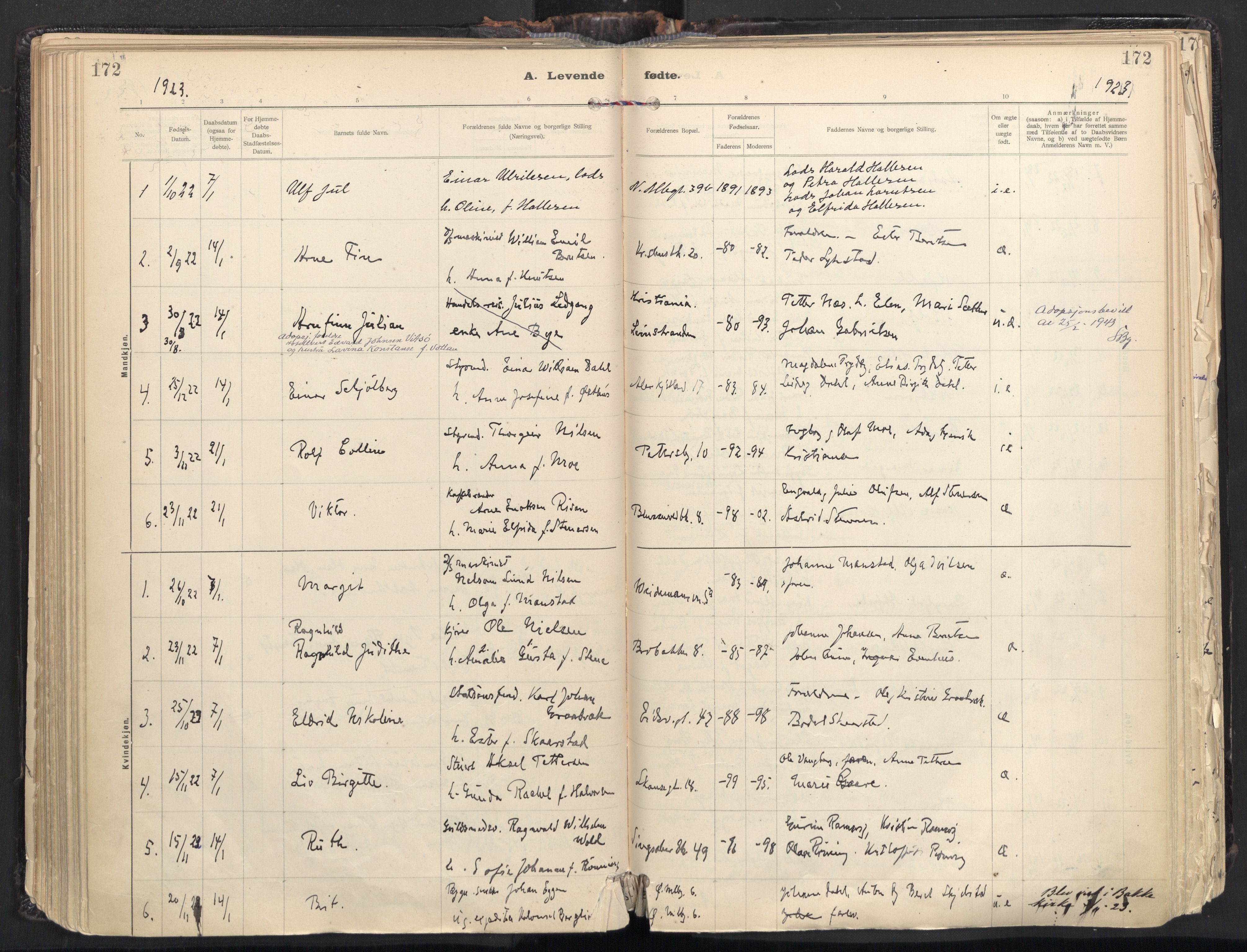 Ministerialprotokoller, klokkerbøker og fødselsregistre - Sør-Trøndelag, AV/SAT-A-1456/604/L0205: Ministerialbok nr. 604A25, 1917-1932, s. 172