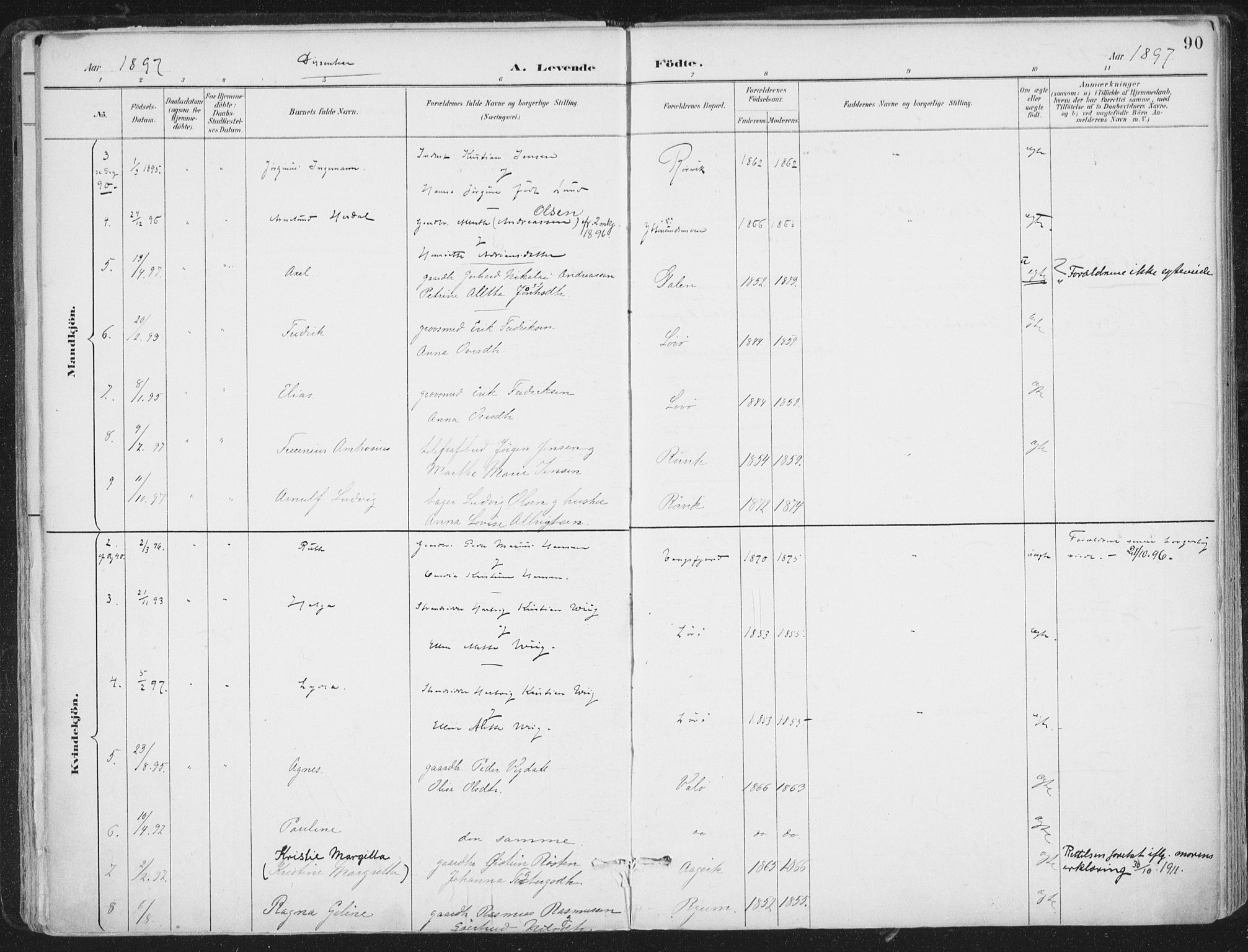 Ministerialprotokoller, klokkerbøker og fødselsregistre - Nord-Trøndelag, SAT/A-1458/786/L0687: Ministerialbok nr. 786A03, 1888-1898, s. 90