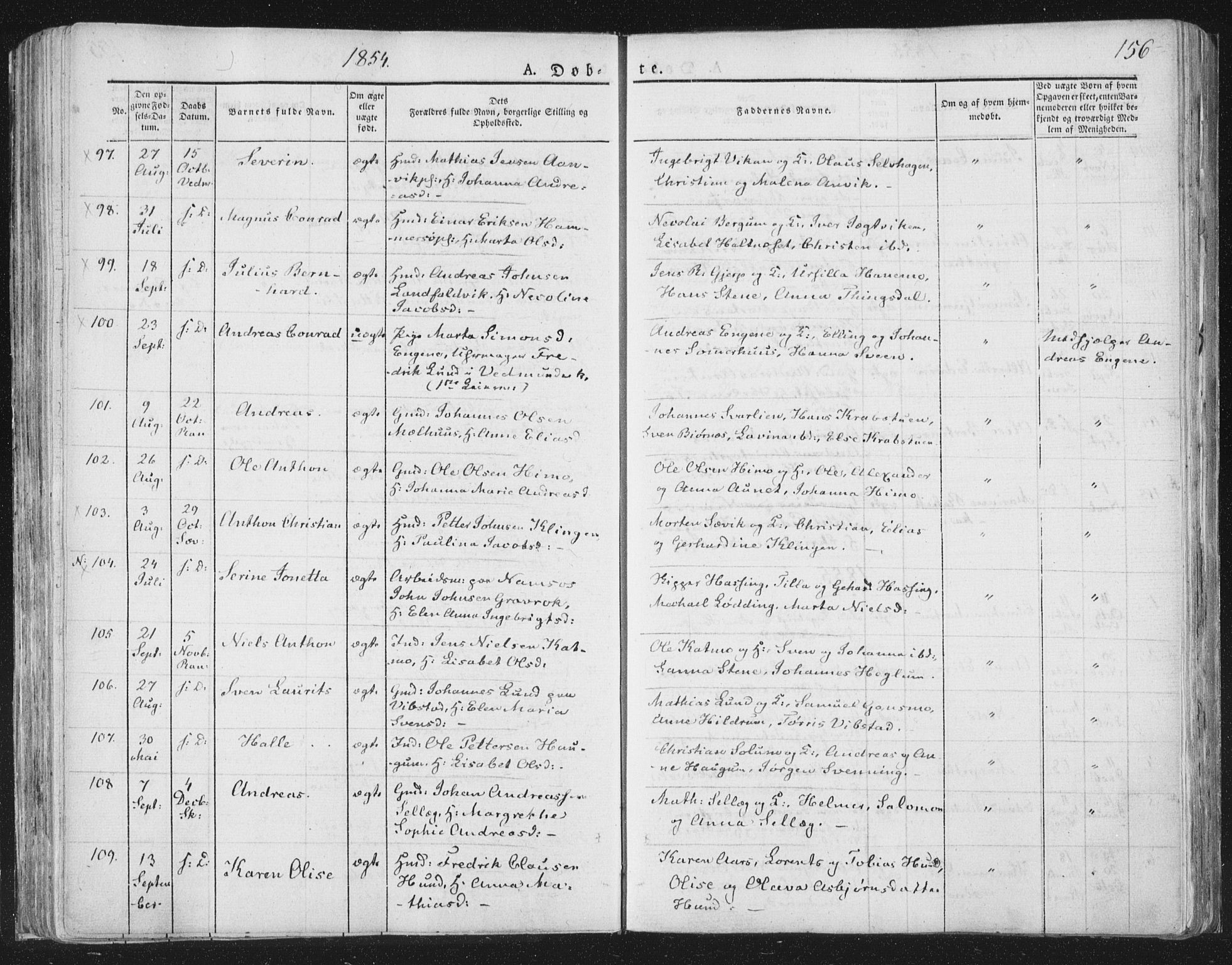 Ministerialprotokoller, klokkerbøker og fødselsregistre - Nord-Trøndelag, SAT/A-1458/764/L0551: Ministerialbok nr. 764A07a, 1824-1864, s. 156