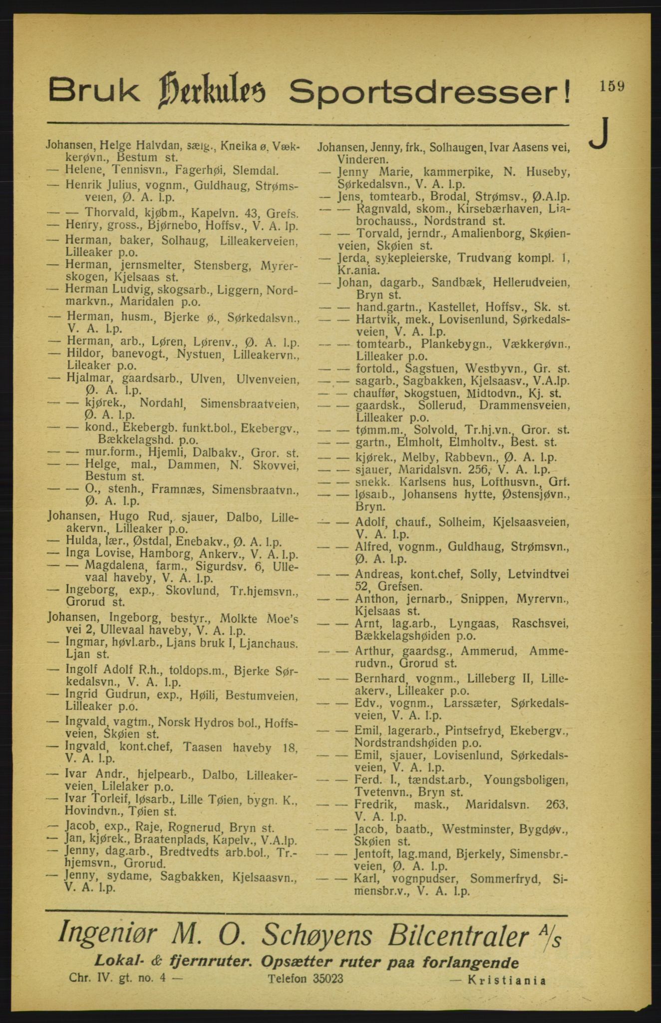 Aker adressebok/adressekalender, PUBL/001/A/002: Akers adressekalender, 1922, s. 159