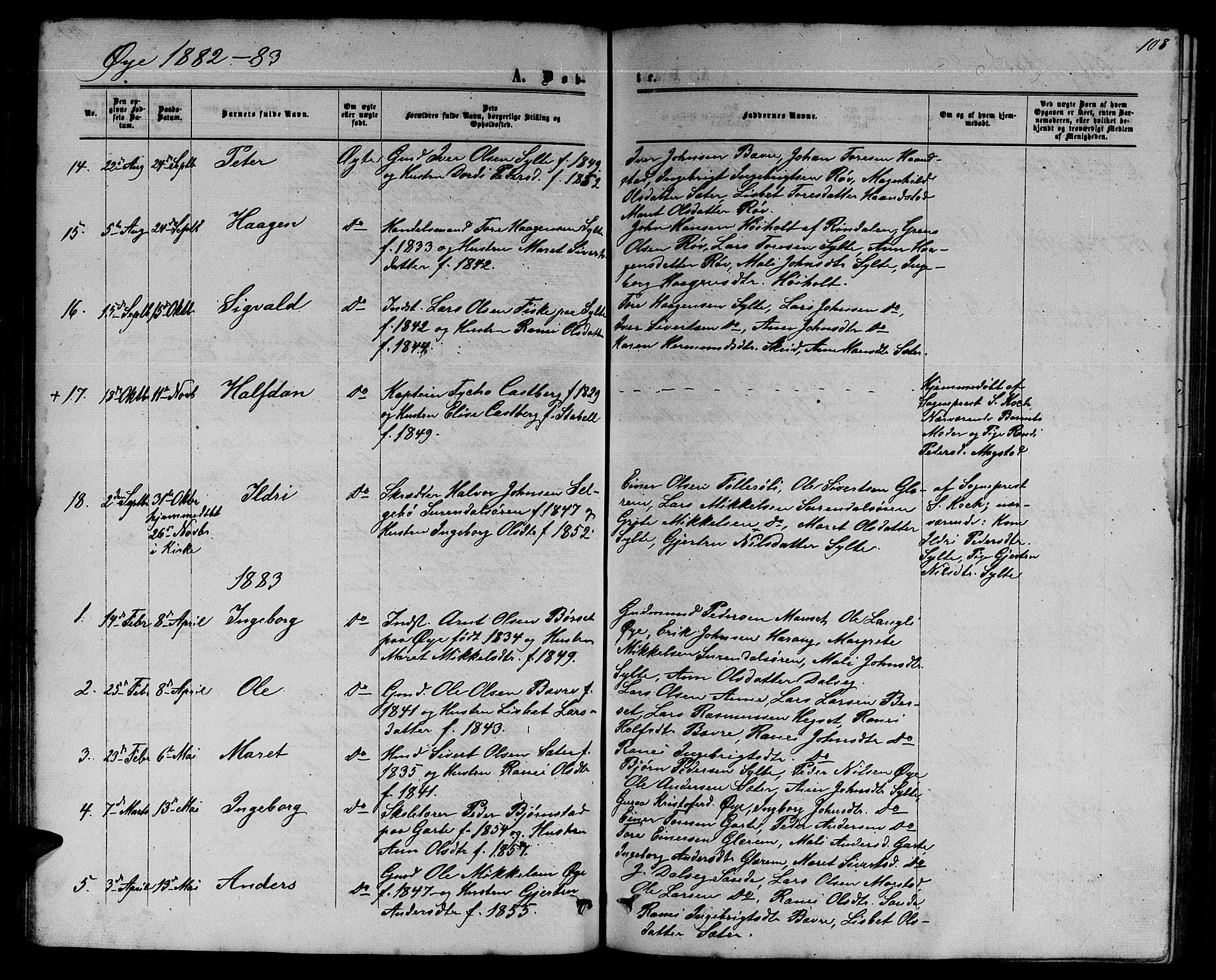 Ministerialprotokoller, klokkerbøker og fødselsregistre - Møre og Romsdal, AV/SAT-A-1454/595/L1051: Klokkerbok nr. 595C03, 1866-1891, s. 108