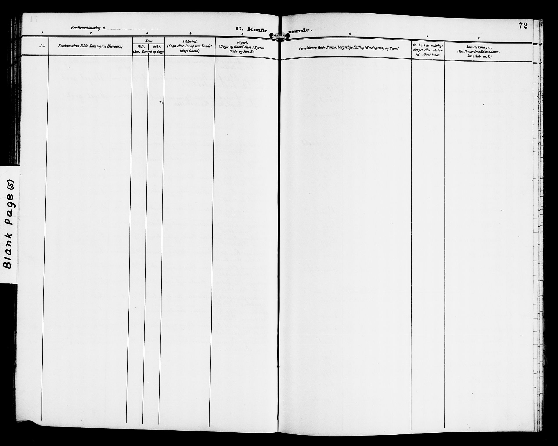 Gloppen sokneprestembete, SAB/A-80101/H/Hab/Habd/L0001: Klokkerbok nr. D 1, 1892-1921, s. 72