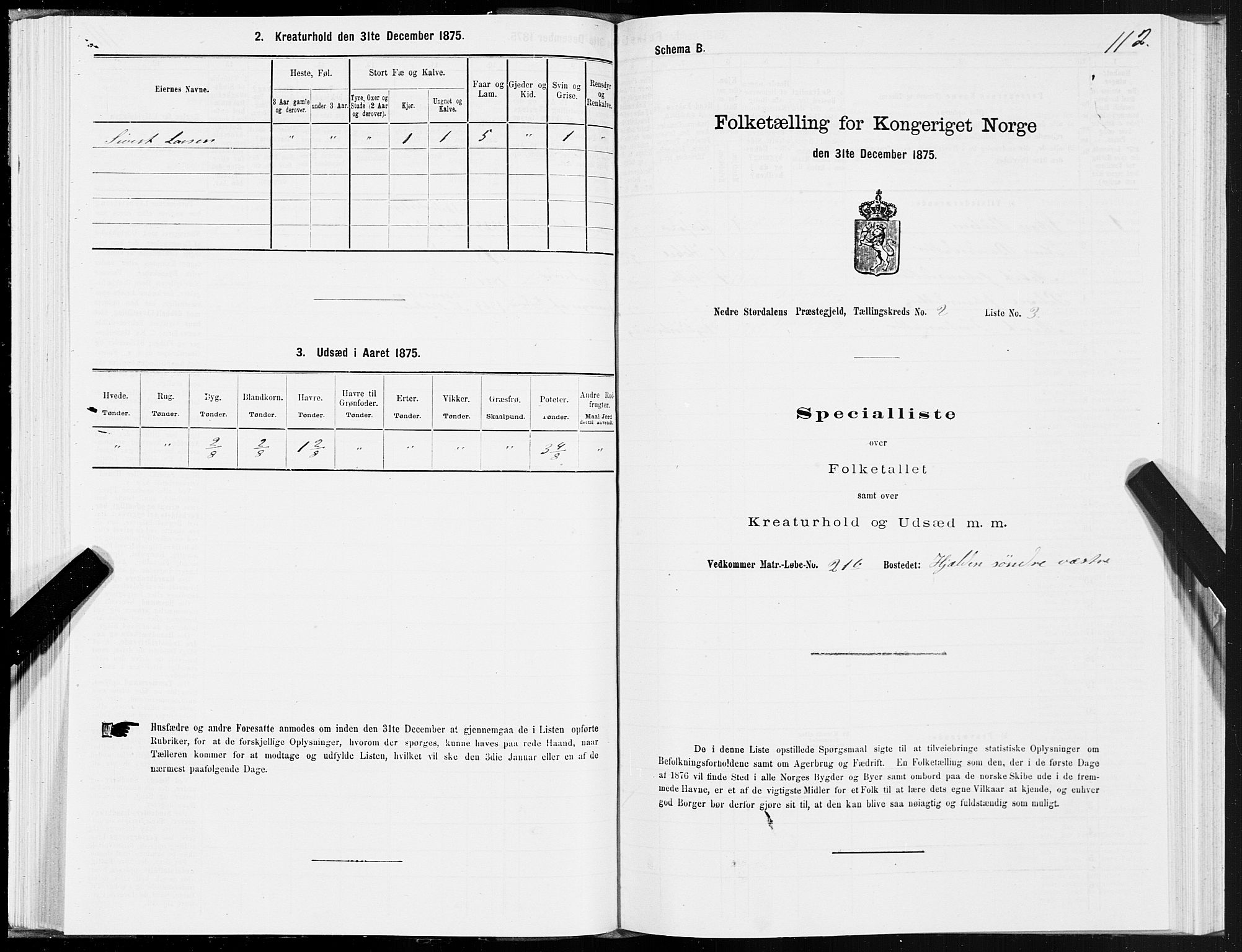 SAT, Folketelling 1875 for 1714P Nedre Stjørdal prestegjeld, 1875, s. 1112