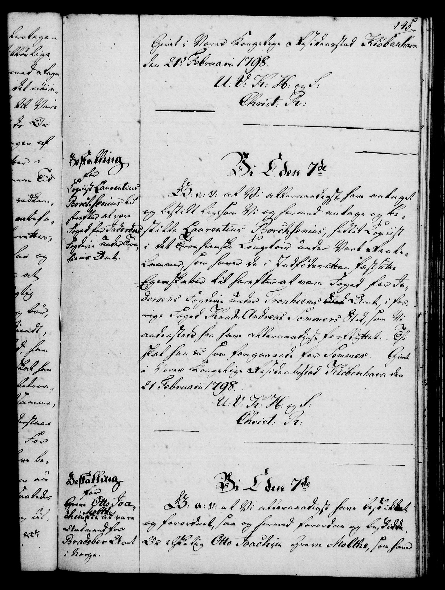 Rentekammeret, Kammerkanselliet, RA/EA-3111/G/Gg/Gge/L0006: Norsk bestallingsprotokoll med register (merket RK 53.30), 1773-1814, s. 145