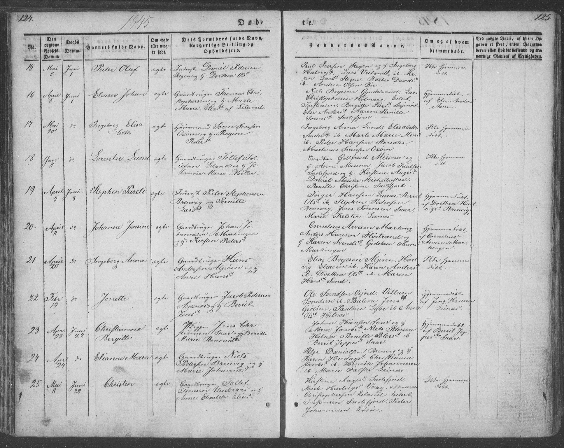Ministerialprotokoller, klokkerbøker og fødselsregistre - Nordland, AV/SAT-A-1459/855/L0799: Ministerialbok nr. 855A07, 1834-1852, s. 124-125