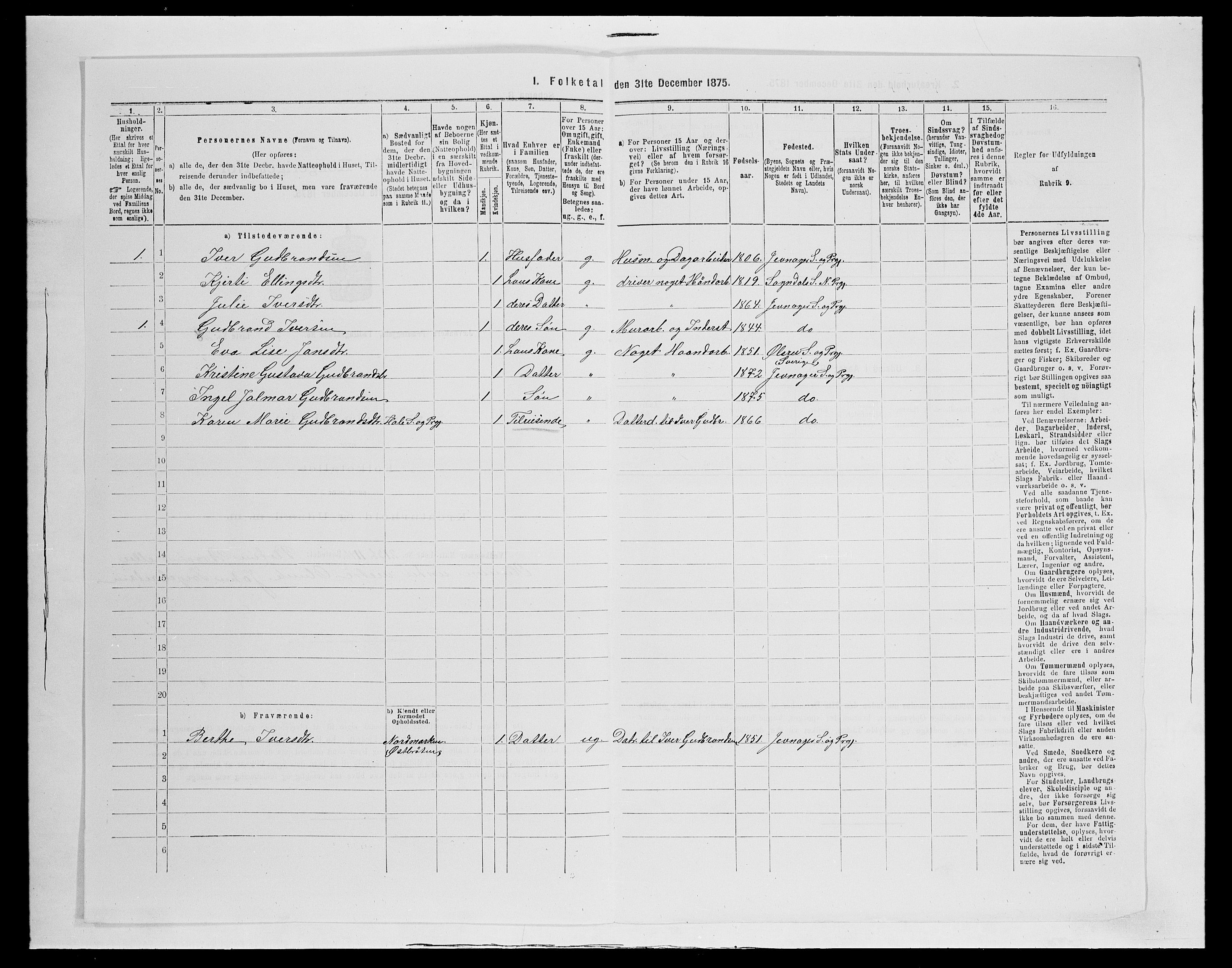 SAH, Folketelling 1875 for 0532P Jevnaker prestegjeld, 1875, s. 1213