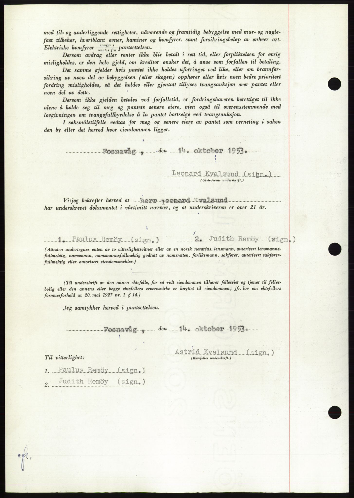 Søre Sunnmøre sorenskriveri, AV/SAT-A-4122/1/2/2C/L0124: Pantebok nr. 12B, 1953-1954, Dagboknr: 2573/1953