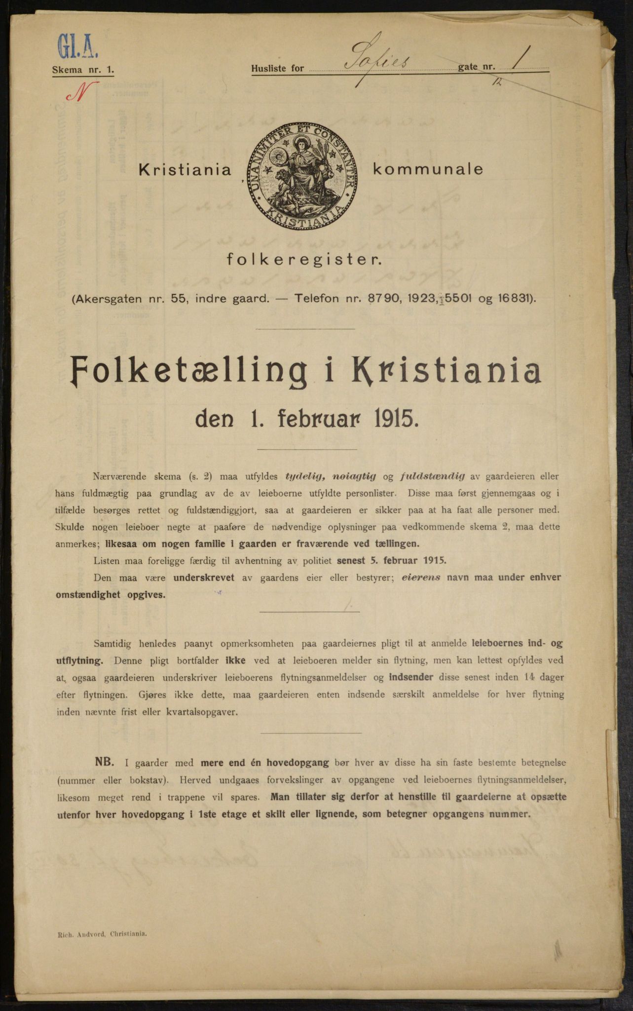 OBA, Kommunal folketelling 1.2.1915 for Kristiania, 1915, s. 98551