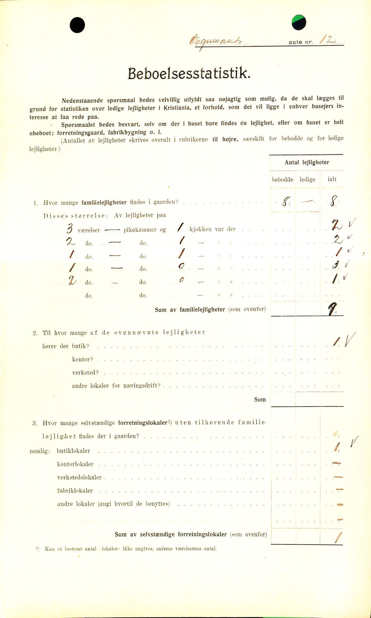 OBA, Kommunal folketelling 1.2.1909 for Kristiania kjøpstad, 1909, s. 112651