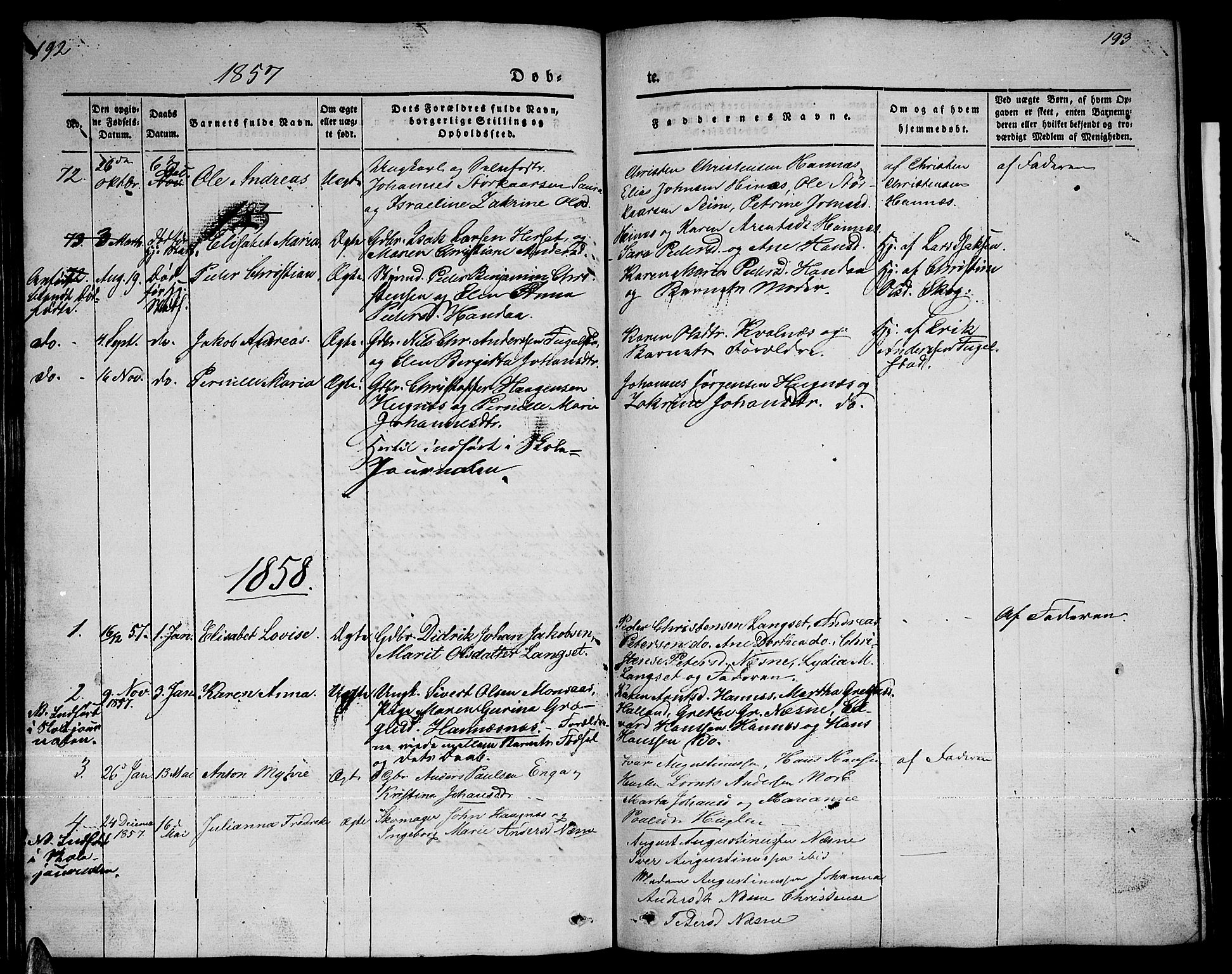 Ministerialprotokoller, klokkerbøker og fødselsregistre - Nordland, AV/SAT-A-1459/838/L0555: Klokkerbok nr. 838C02, 1842-1861, s. 192-193