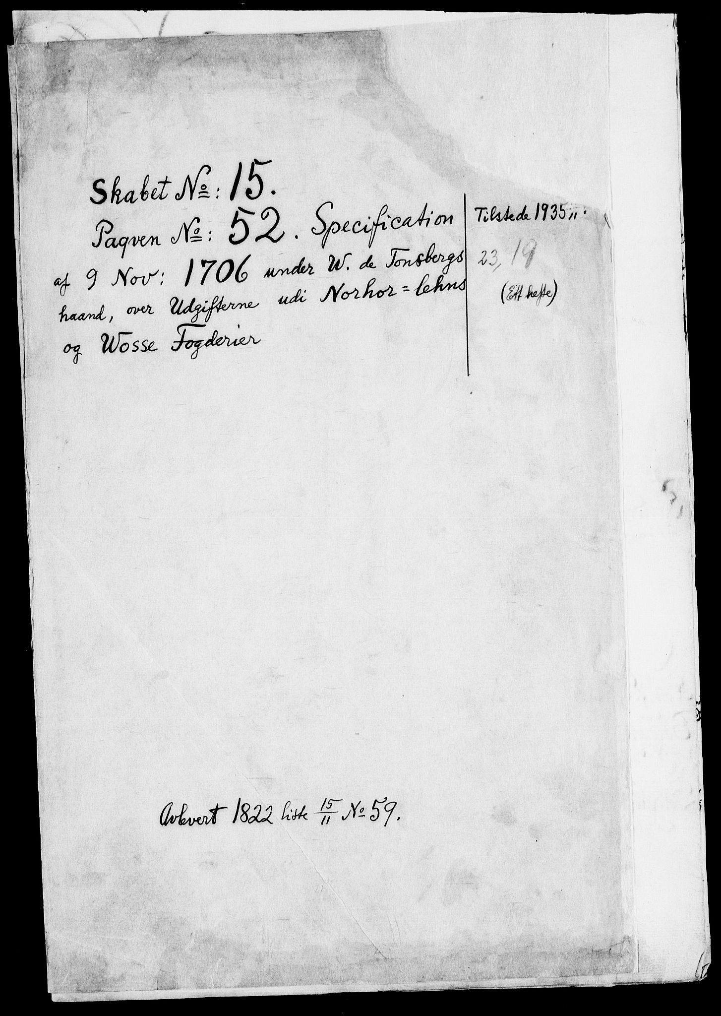 Danske Kanselli, Skapsaker, AV/RA-EA-4061/F/L0073: Skap 15, pakke 52-75, 1618-1719, s. 2