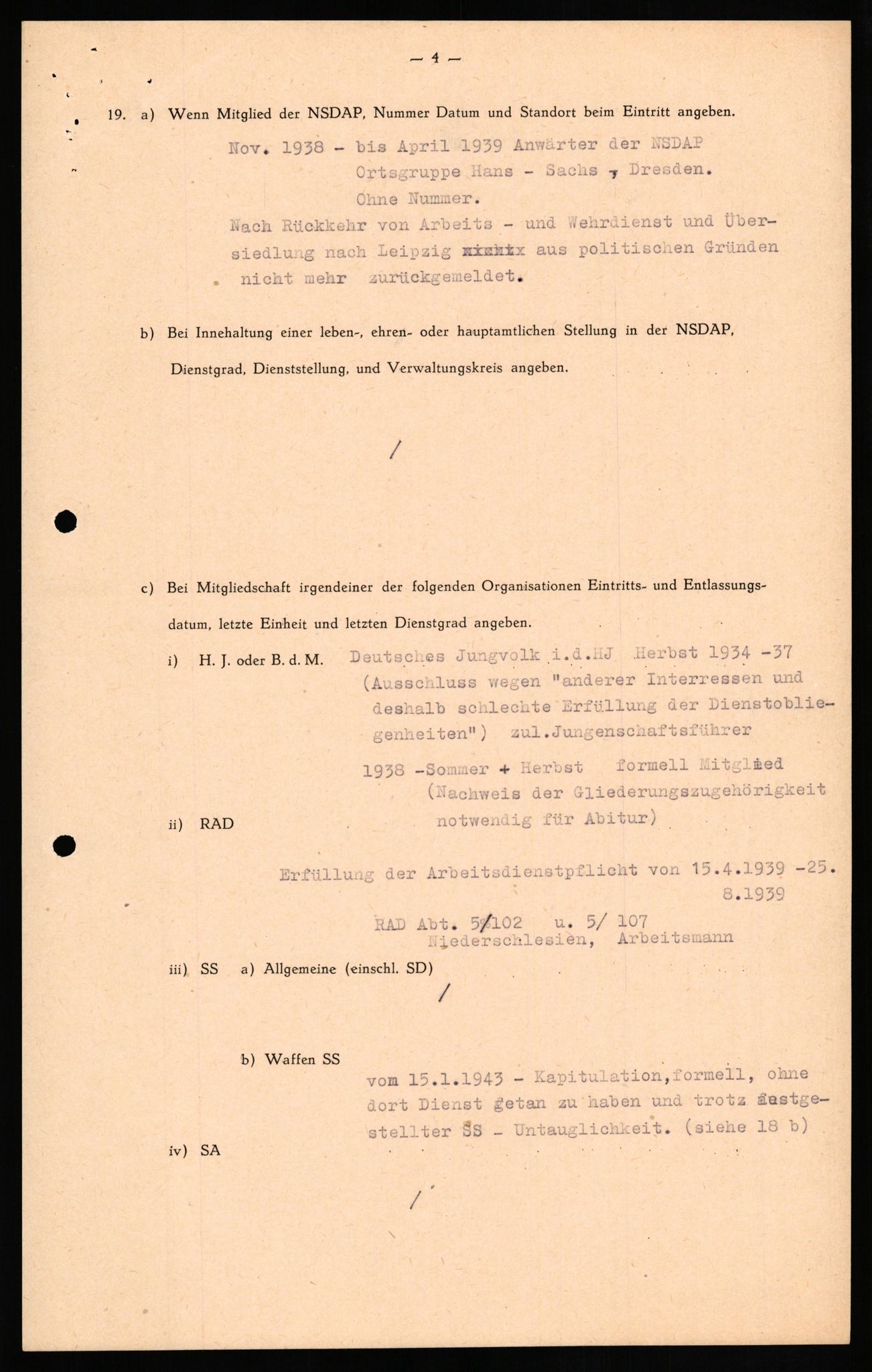 Forsvaret, Forsvarets overkommando II, AV/RA-RAFA-3915/D/Db/L0030: CI Questionaires. Tyske okkupasjonsstyrker i Norge. Tyskere., 1945-1946, s. 40