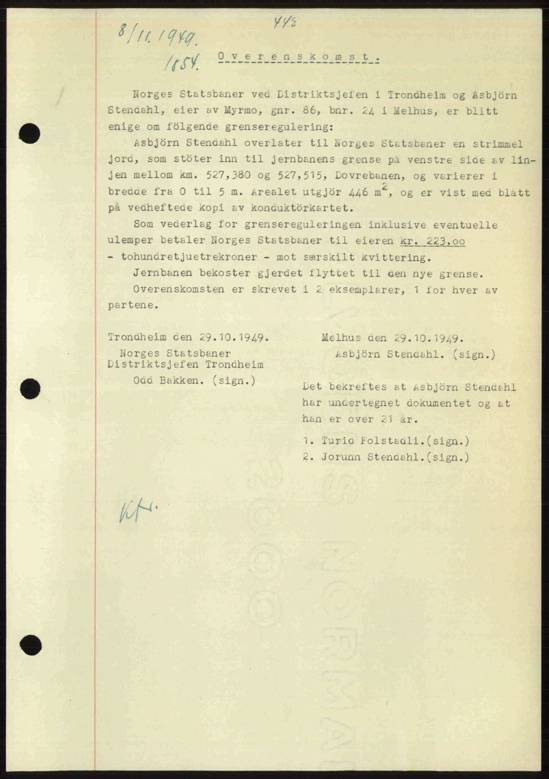 Gauldal sorenskriveri, SAT/A-0014/1/2/2C: Pantebok nr. A9, 1949-1950, Dagboknr: 1854/1949