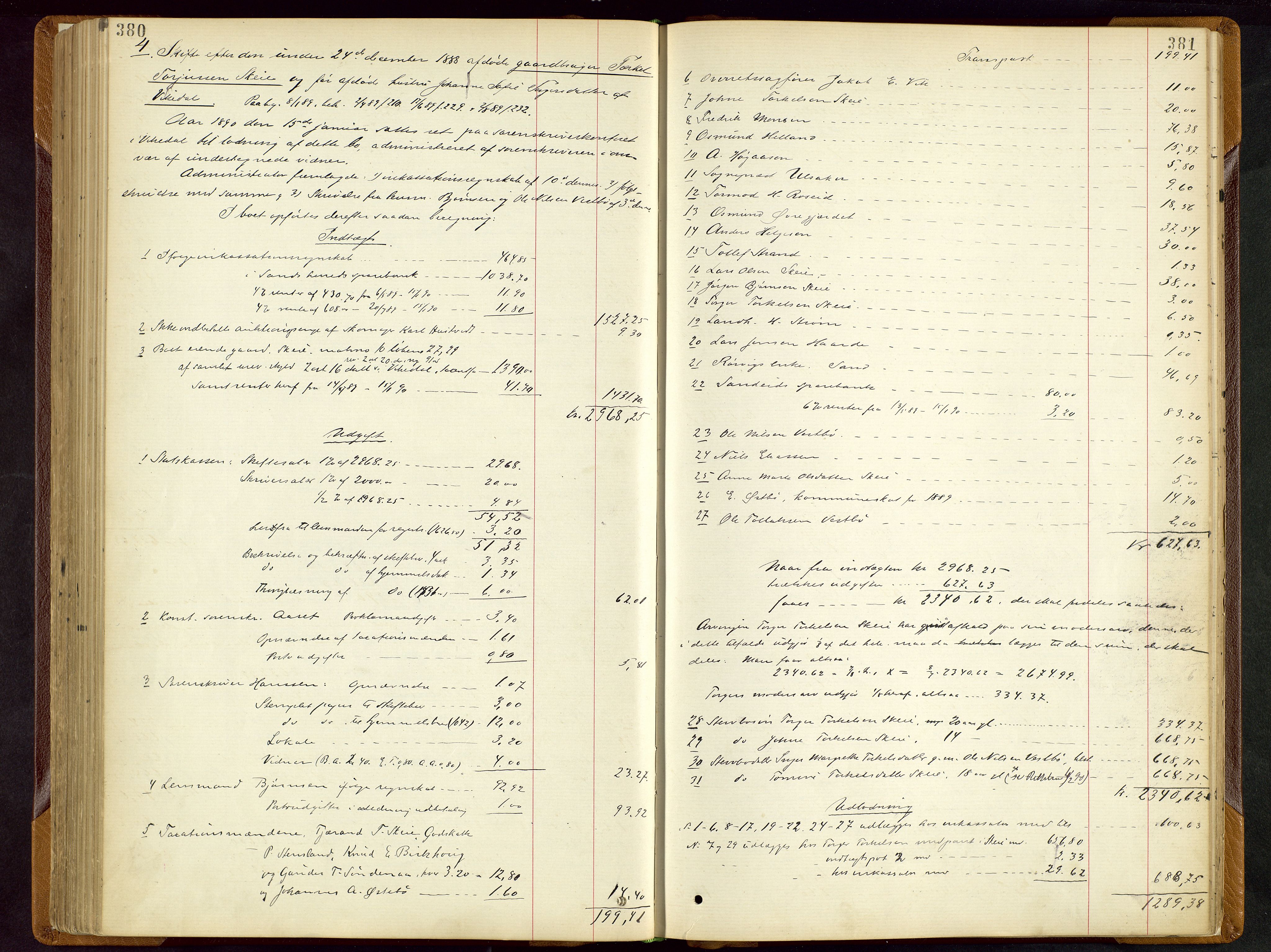 Ryfylke tingrett, AV/SAST-A-100055/001/IV/IVD/L0028: Skifteprotokoll, register i protokollen, 1885-1893, s. 380-381