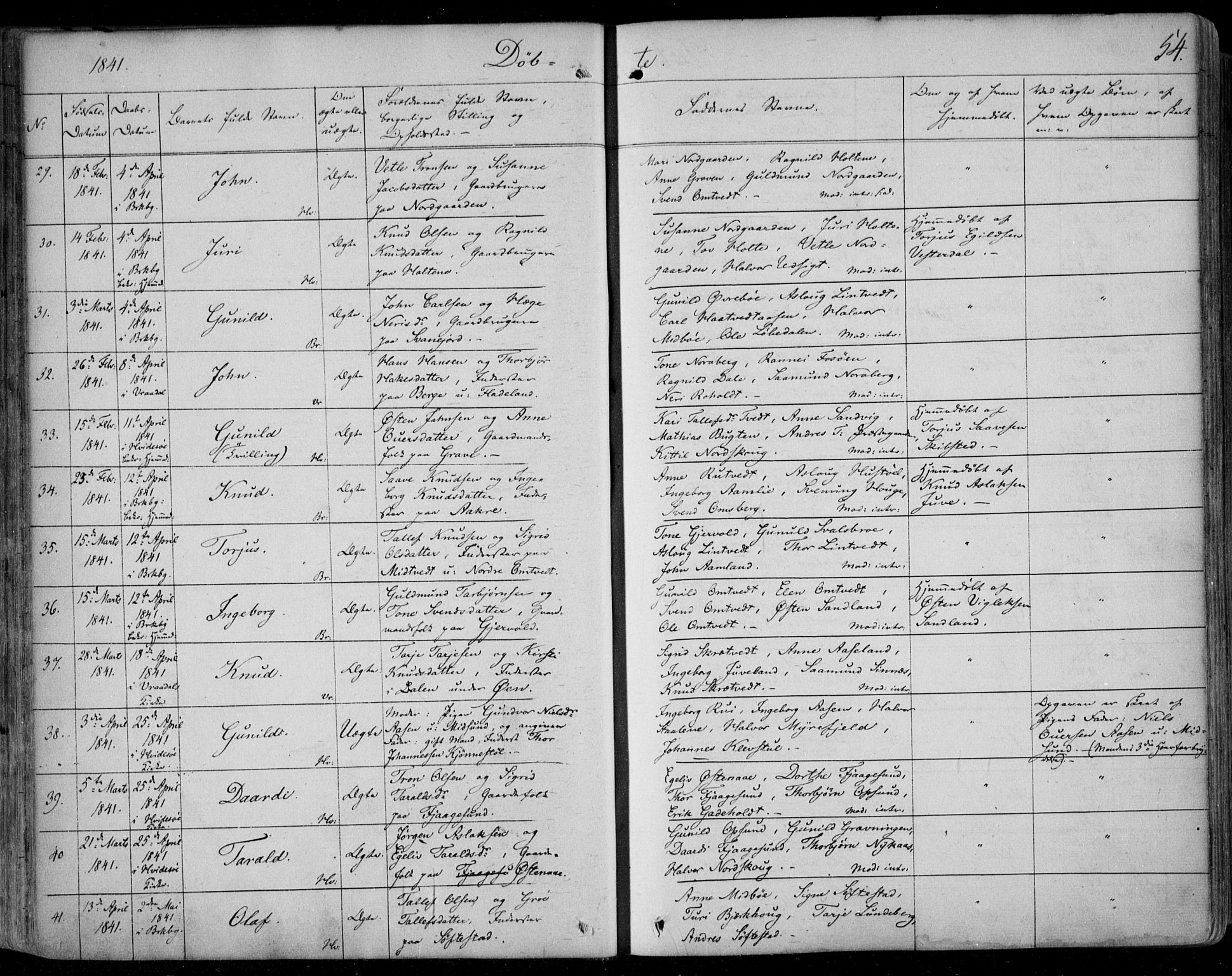 Kviteseid kirkebøker, AV/SAKO-A-276/F/Fa/L0006: Ministerialbok nr. I 6, 1836-1858, s. 54