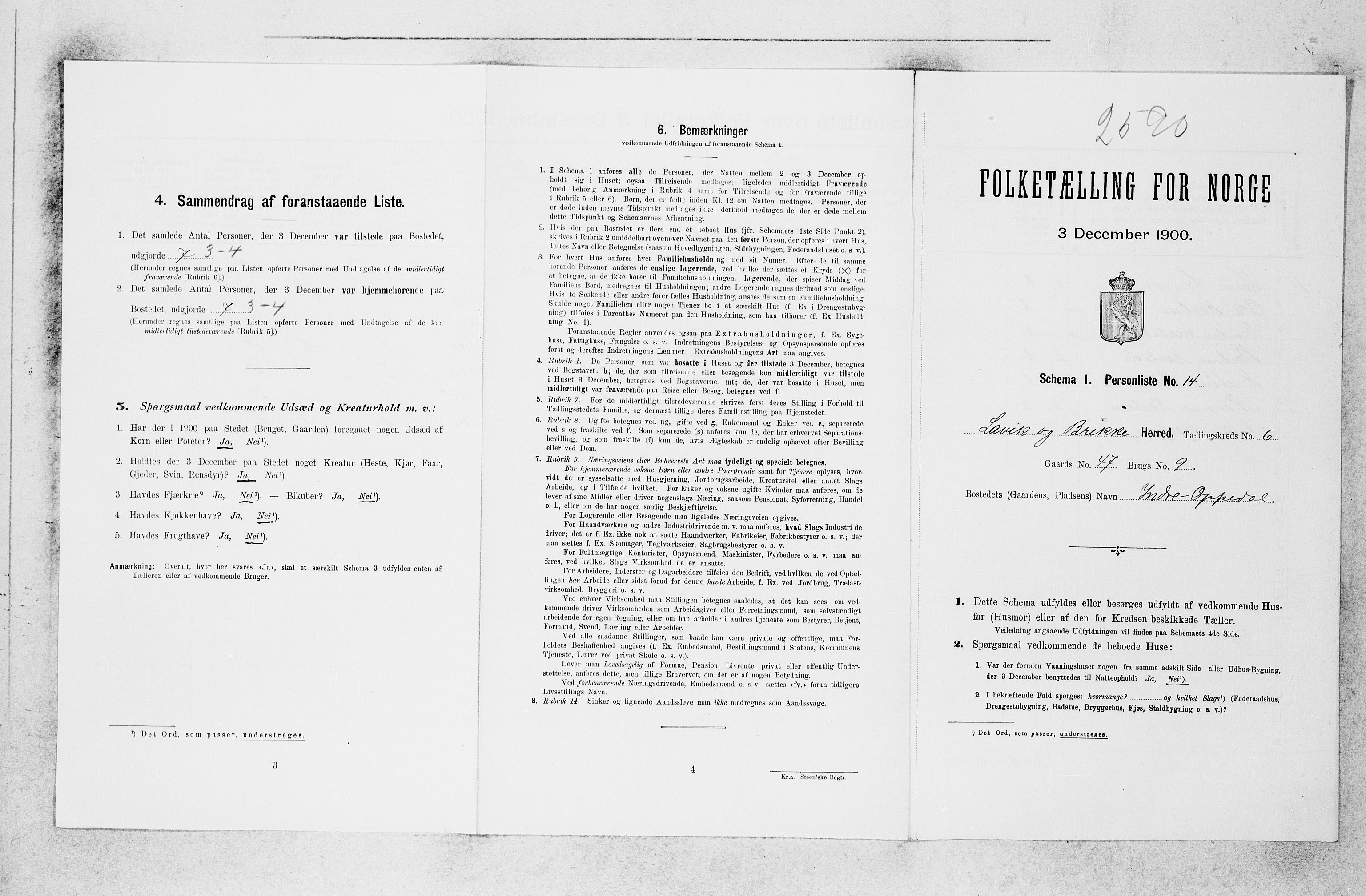 SAB, Folketelling 1900 for 1415 Lavik og Brekke herred, 1900, s. 419