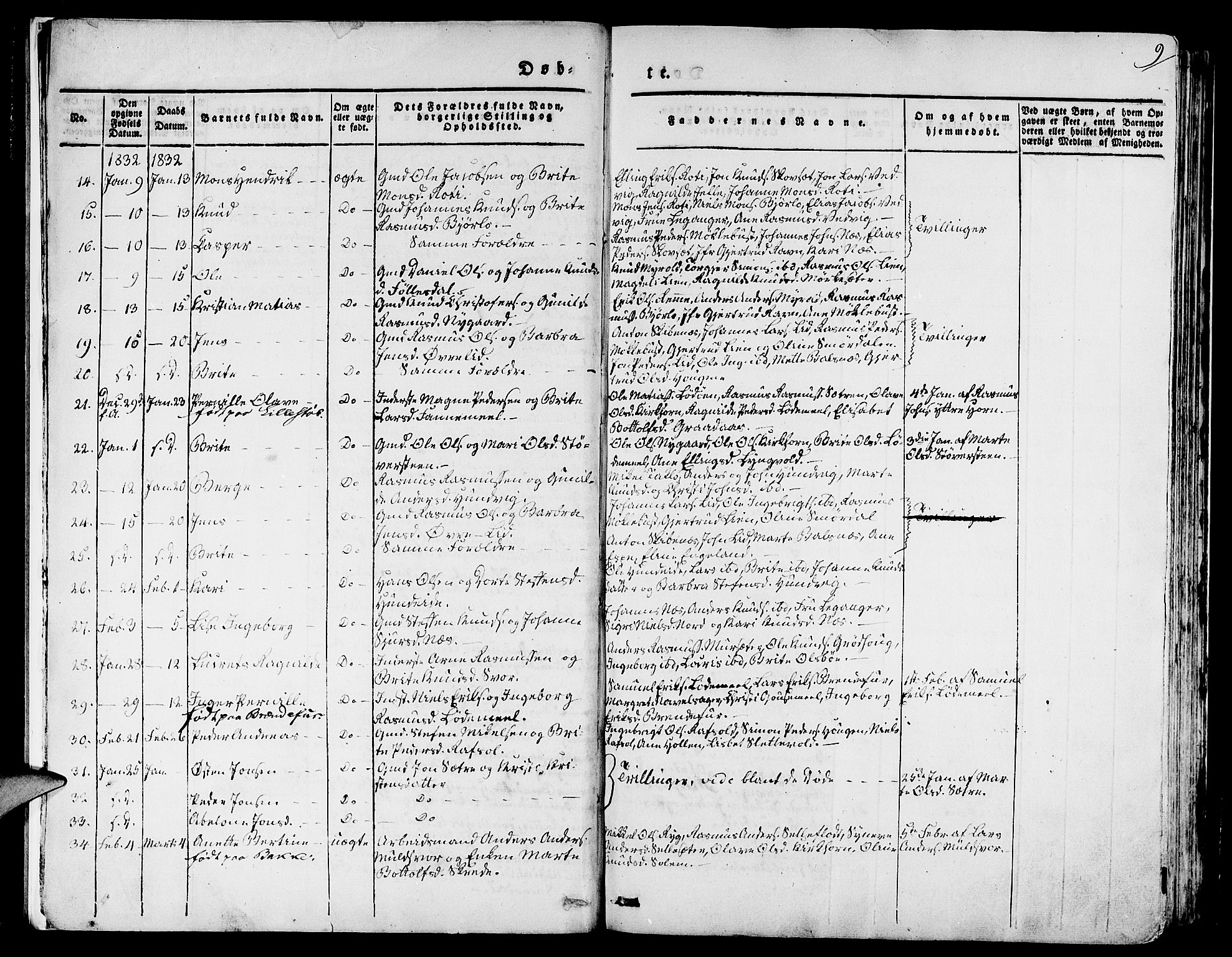 Eid sokneprestembete, AV/SAB-A-82301/H/Haa/Haaa/L0006: Ministerialbok nr. A 6, 1831-1843, s. 9