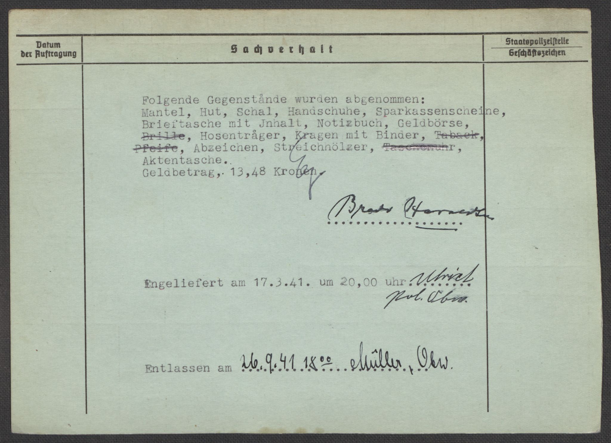 Befehlshaber der Sicherheitspolizei und des SD, RA/RAFA-5969/E/Ea/Eaa/L0004: Register over norske fanger i Møllergata 19: Hal-Hæ, 1940-1945, s. 592