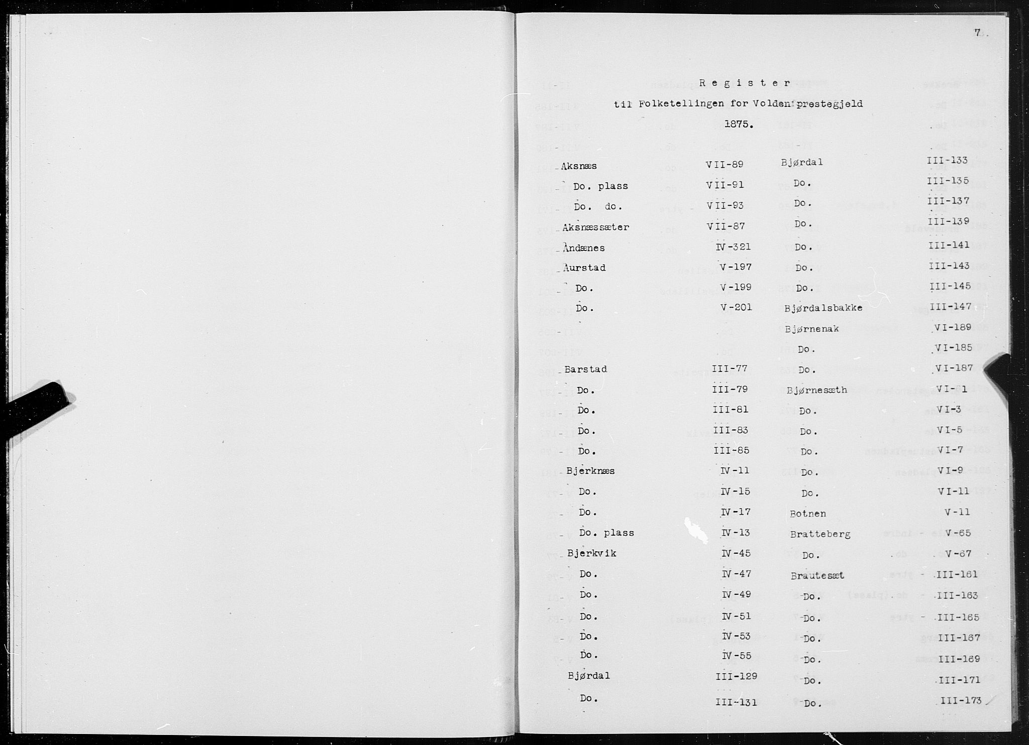 SAT, Folketelling 1875 for 1519P Volda prestegjeld, 1875, s. 7