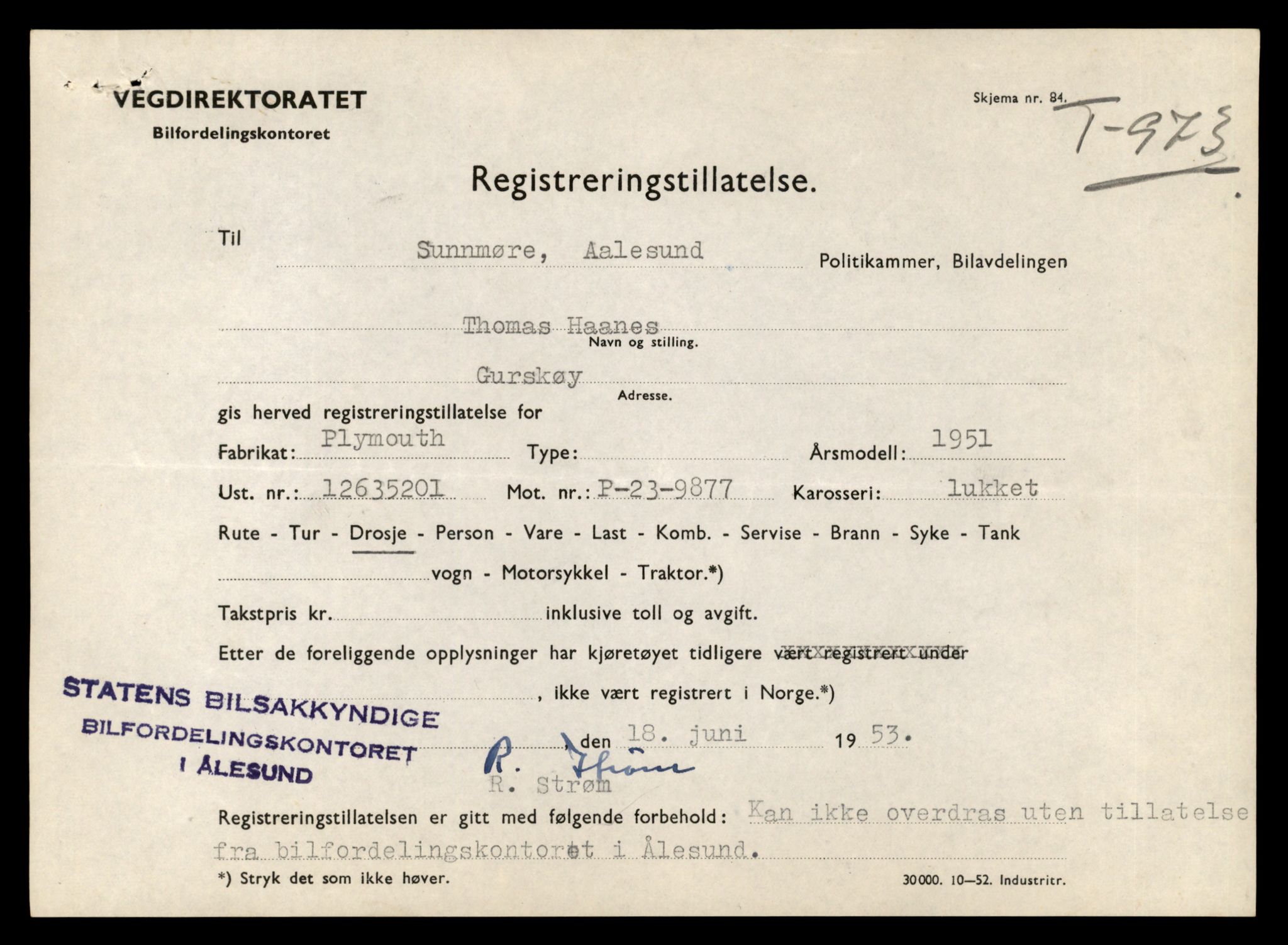 Møre og Romsdal vegkontor - Ålesund trafikkstasjon, AV/SAT-A-4099/F/Fe/L0042: Registreringskort for kjøretøy T 13906 - T 14079, 1927-1998, s. 1339