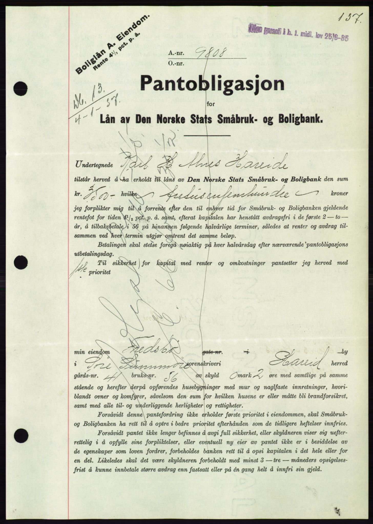 Søre Sunnmøre sorenskriveri, AV/SAT-A-4122/1/2/2C/L0062: Pantebok nr. 56, 1936-1937, Dagboknr: 13/1937