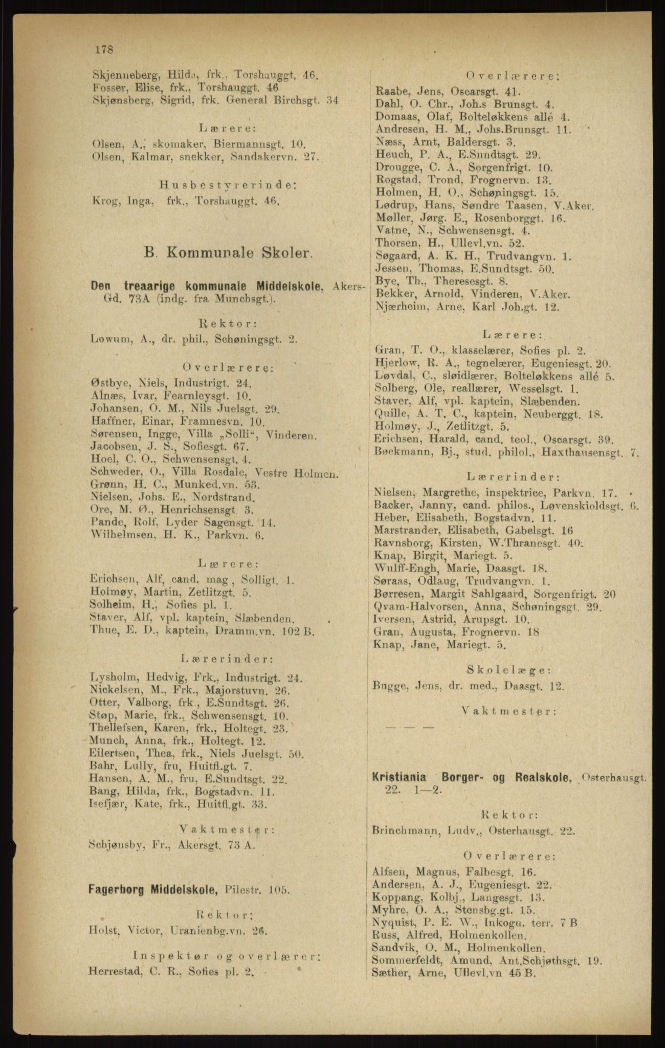Kristiania/Oslo adressebok, PUBL/-, 1916, s. 178