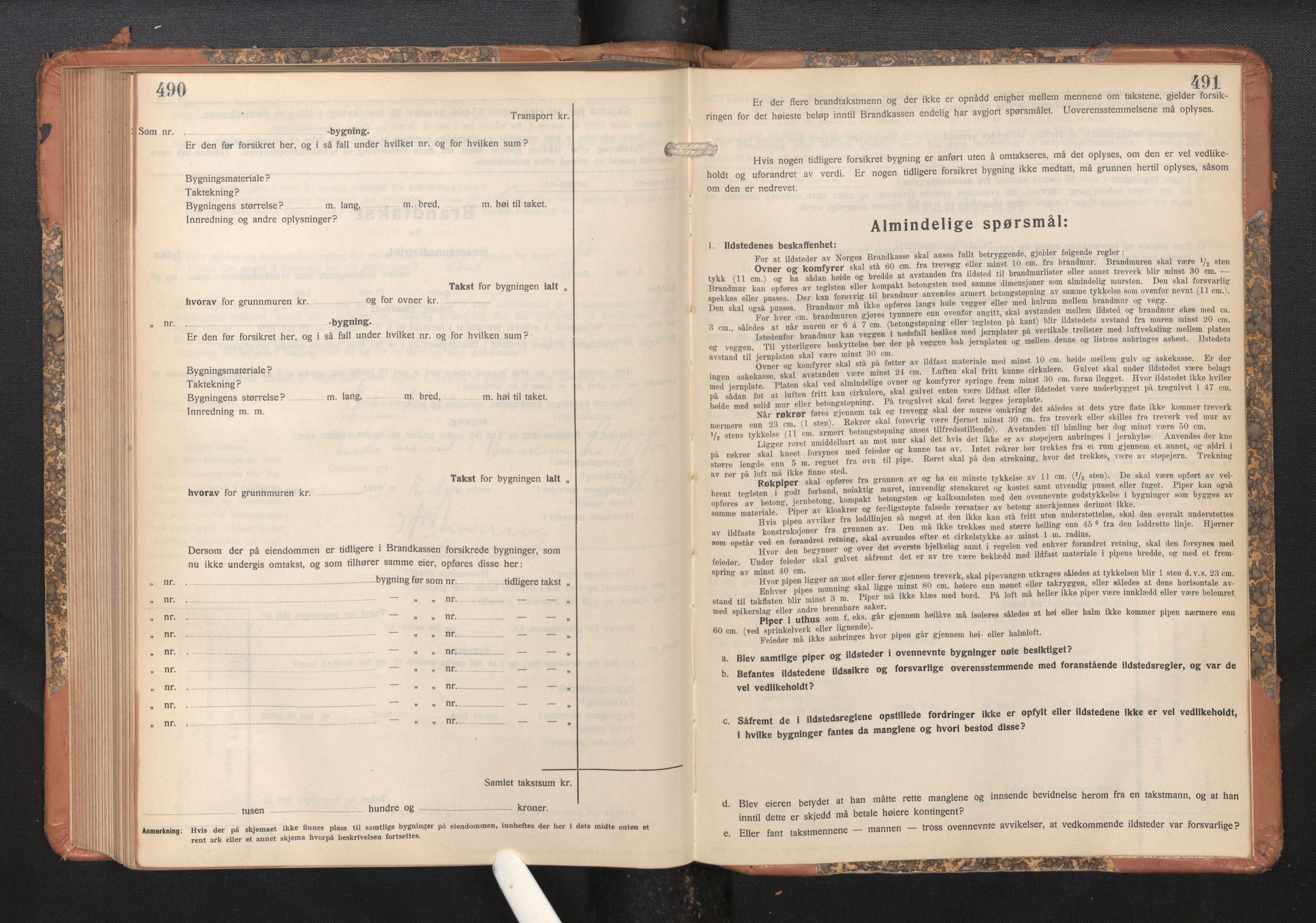 Lensmannen i Fana, AV/SAB-A-31801/0012/L0024: Branntakstprotokoll skjematakst, 1935-1948, s. 490-491