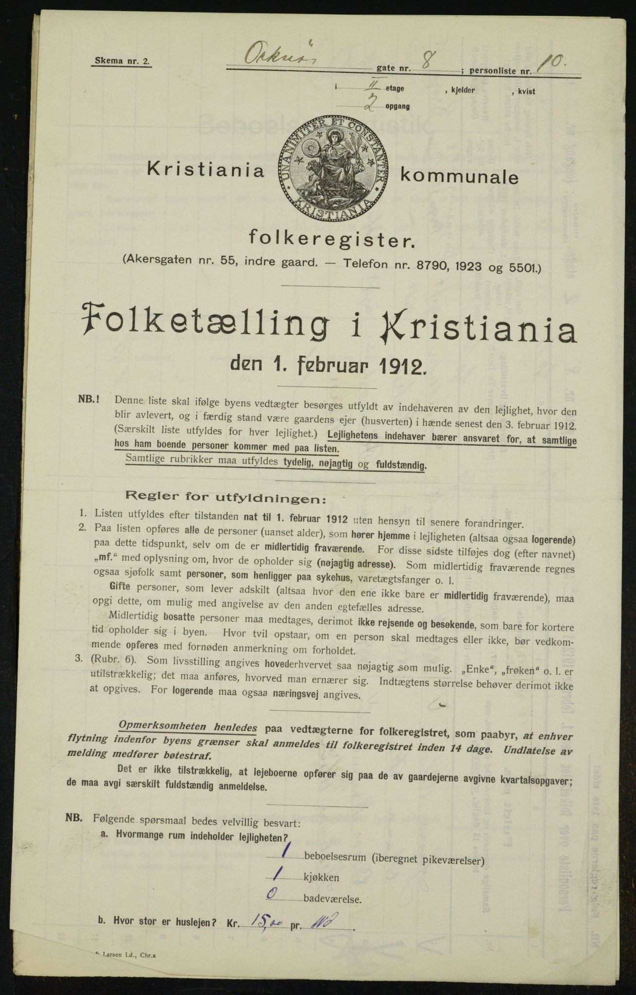 OBA, Kommunal folketelling 1.2.1912 for Kristiania, 1912, s. 76636