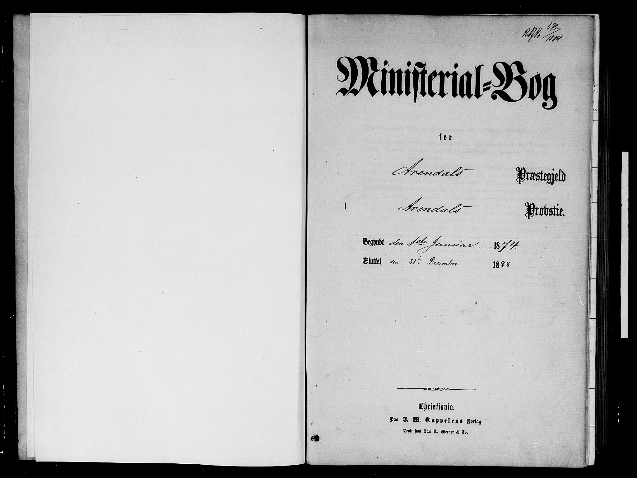 Arendal sokneprestkontor, Trefoldighet, SAK/1111-0040/F/Fb/L0005: Klokkerbok nr. B 5, 1874-1888