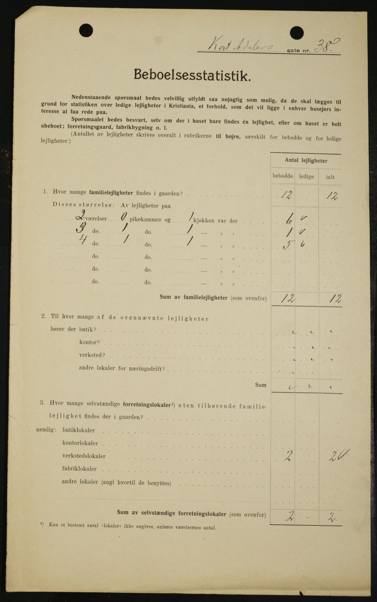 OBA, Kommunal folketelling 1.2.1909 for Kristiania kjøpstad, 1909, s. 12735