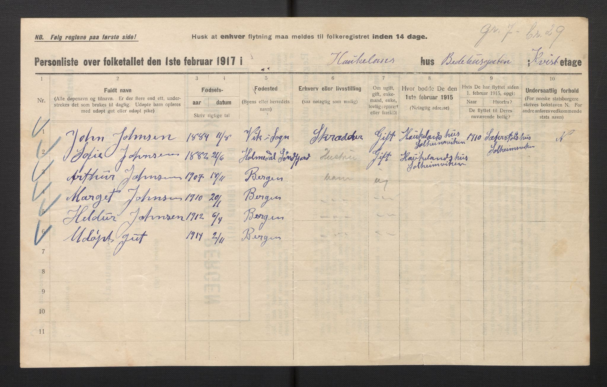 SAB, Kommunal folketelling 1917 for Bergen kjøpstad, 1917, s. 48286