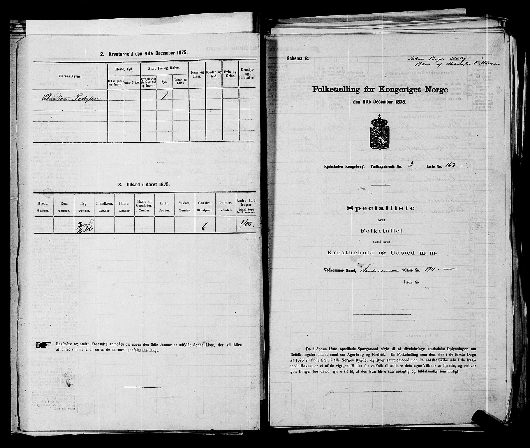 SAKO, Folketelling 1875 for 0604B Kongsberg prestegjeld, Kongsberg kjøpstad, 1875, s. 383