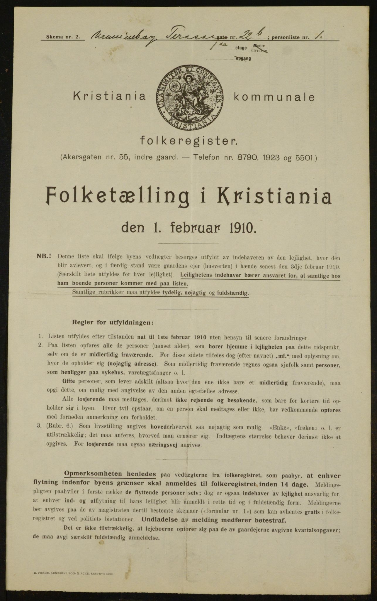 OBA, Kommunal folketelling 1.2.1910 for Kristiania, 1910, s. 114079