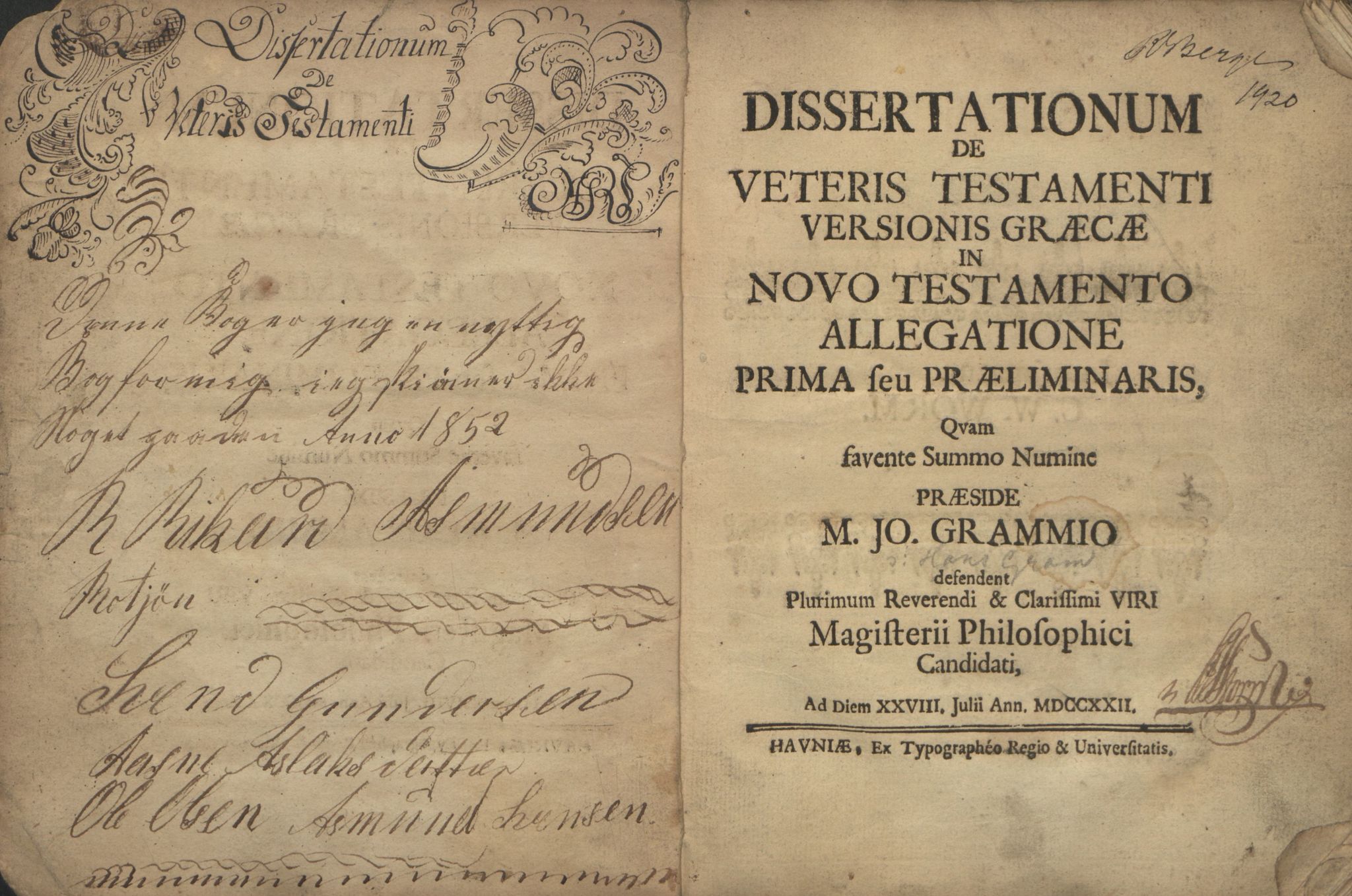 Rikard Berge, TEMU/TGM-A-1003/F/L0017/0045: 551-599 / 595 Tationum de Veteris Testamenti versionis græcæ in novo Testamento allegatione prima fen præliminaris, 1852