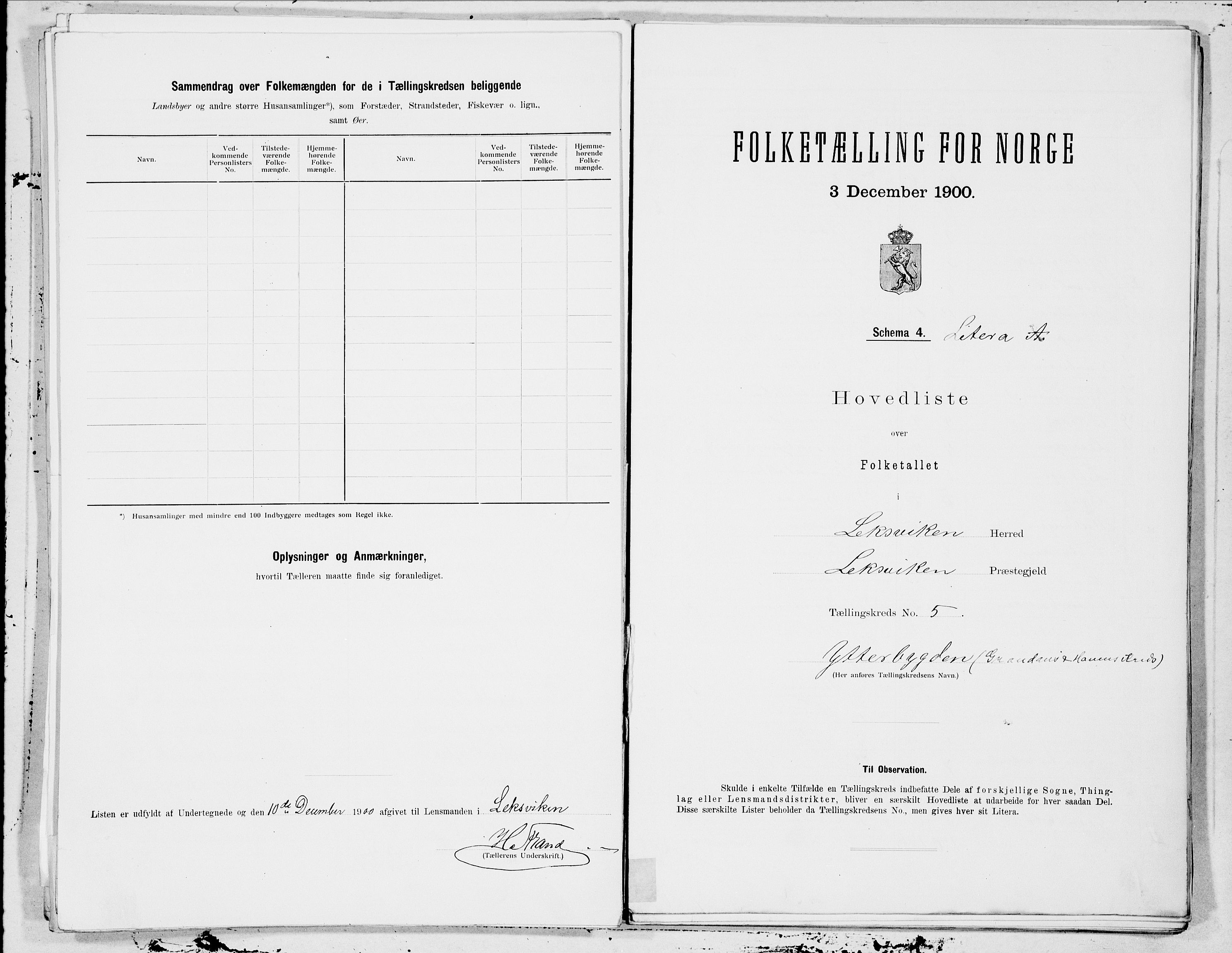 SAT, Folketelling 1900 for 1718 Leksvik herred, 1900, s. 10