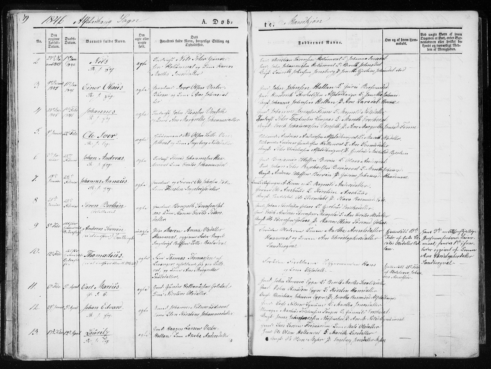 Ministerialprotokoller, klokkerbøker og fødselsregistre - Nord-Trøndelag, SAT/A-1458/717/L0154: Ministerialbok nr. 717A06 /1, 1836-1849, s. 79