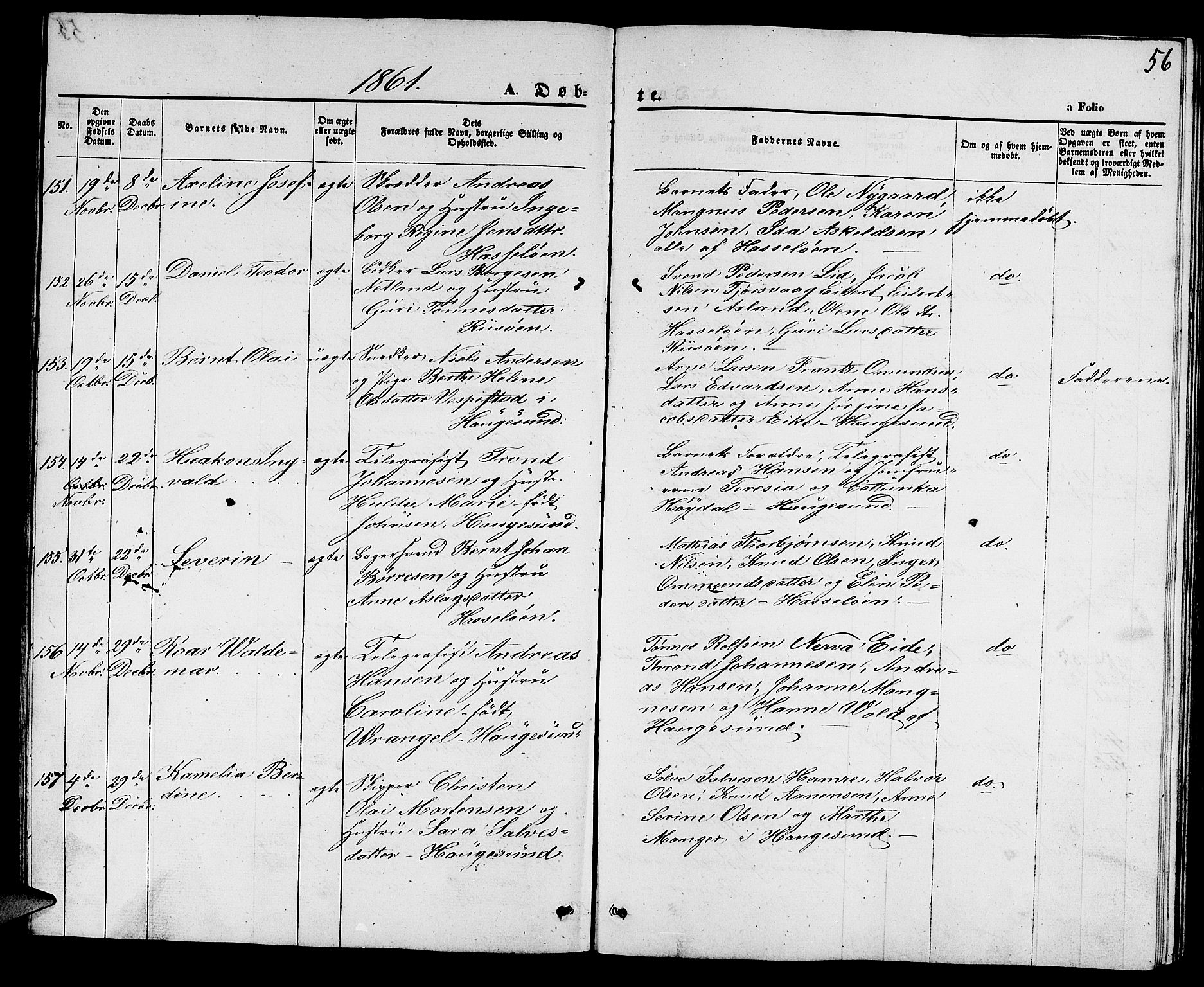 Torvastad sokneprestkontor, AV/SAST-A -101857/H/Ha/Hab/L0006: Klokkerbok nr. B 6, 1858-1867, s. 56