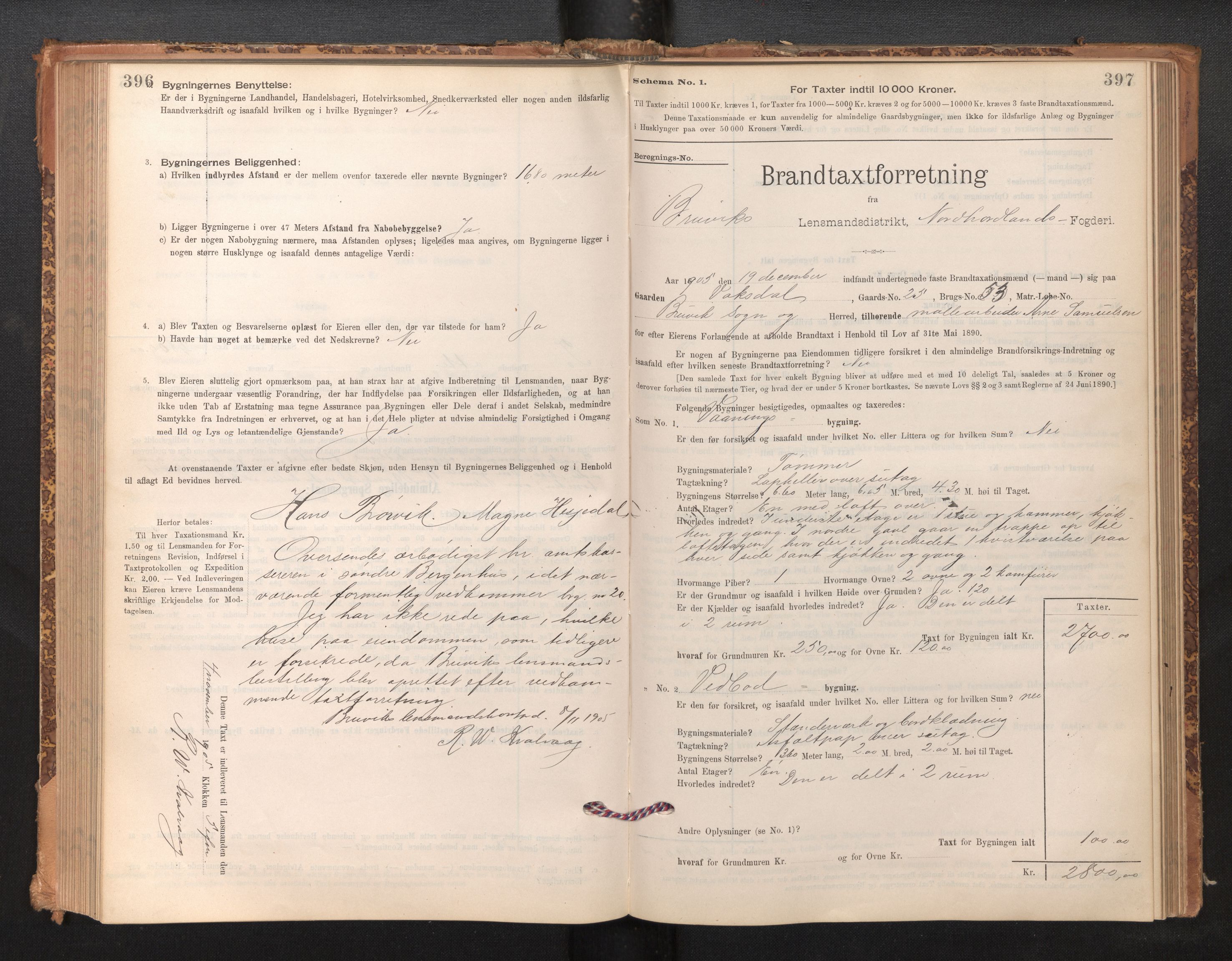 Lensmannen i Bruvik, SAB/A-31301/0012/L0006: Branntakstprotokoll, skjematakst, 1894-1906, s. 396-397
