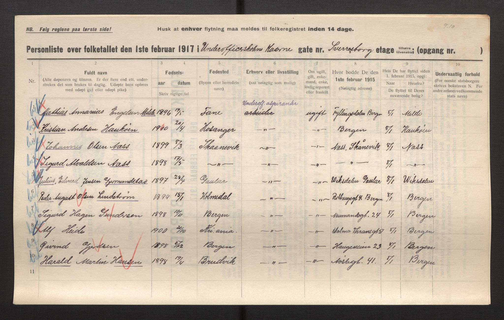 SAB, Kommunal folketelling 1917 for Bergen kjøpstad, 1917, s. 2347