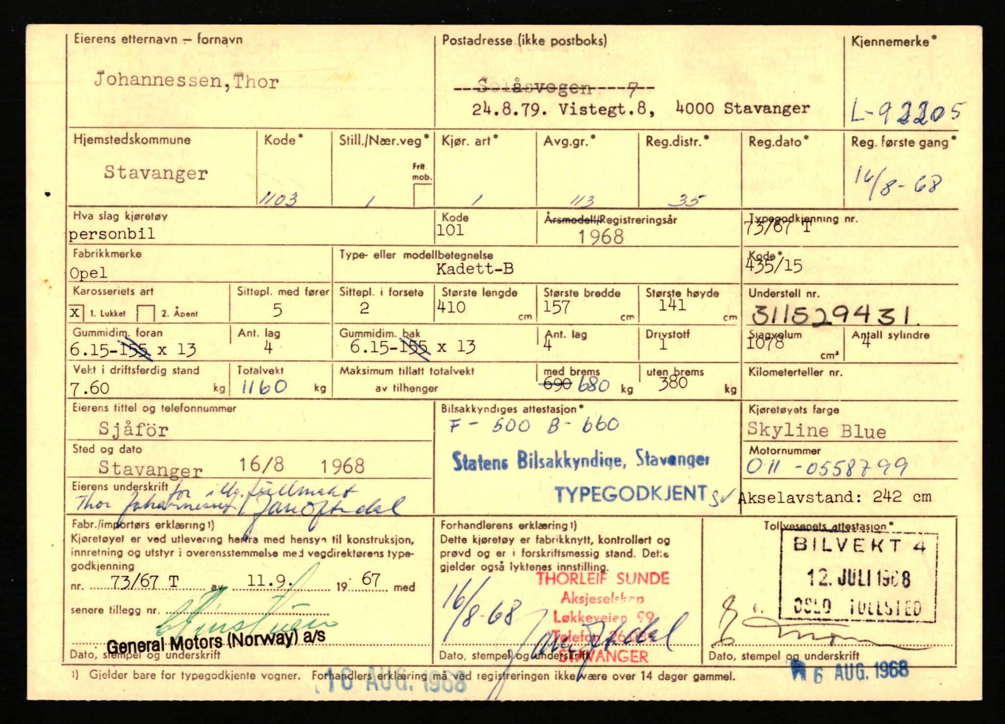 Stavanger trafikkstasjon, AV/SAST-A-101942/0/F/L0075: L-88800 - L-92499, 1930-1971, s. 2230